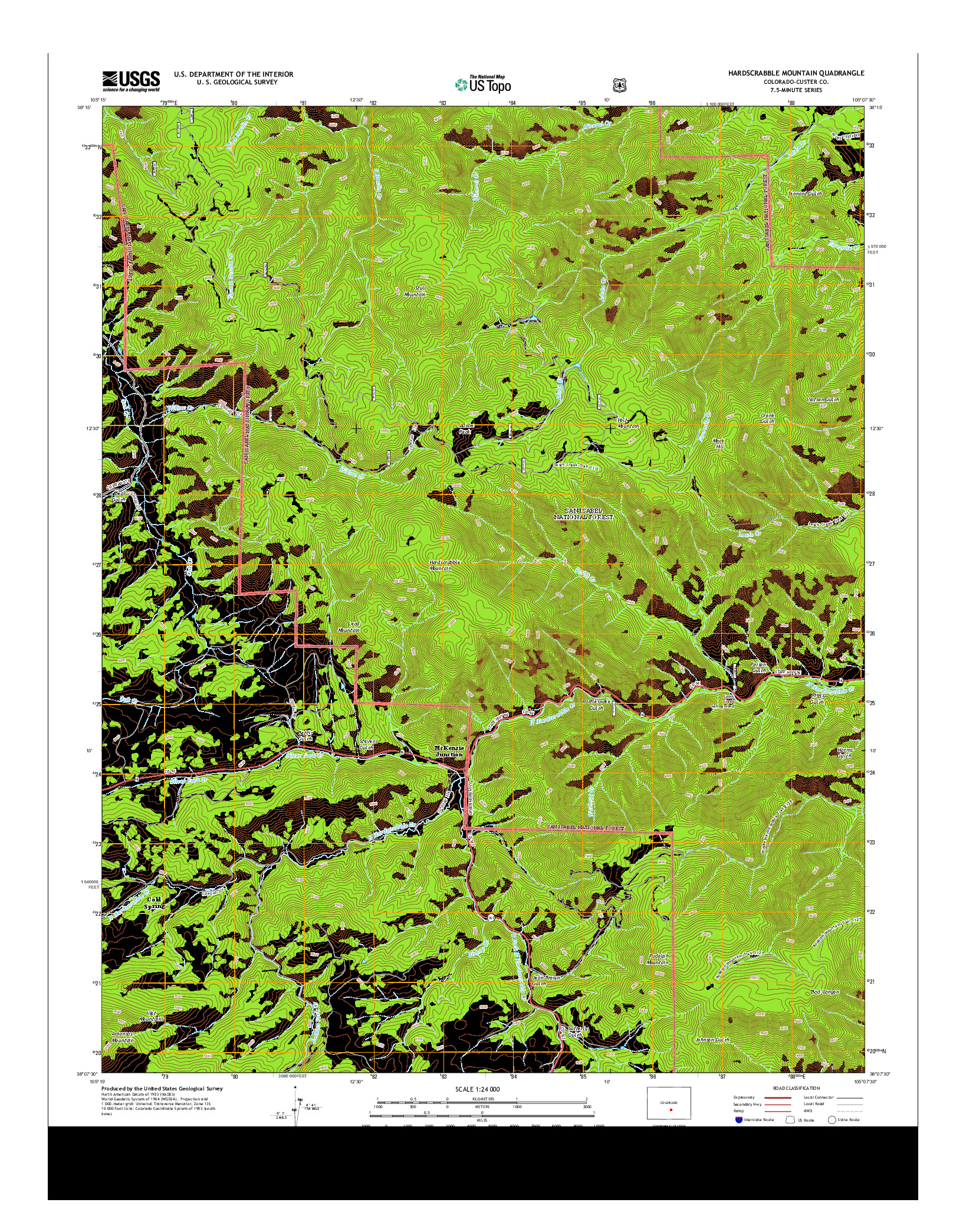 USGS US TOPO 7.5-MINUTE MAP FOR HARDSCRABBLE MOUNTAIN, CO 2013