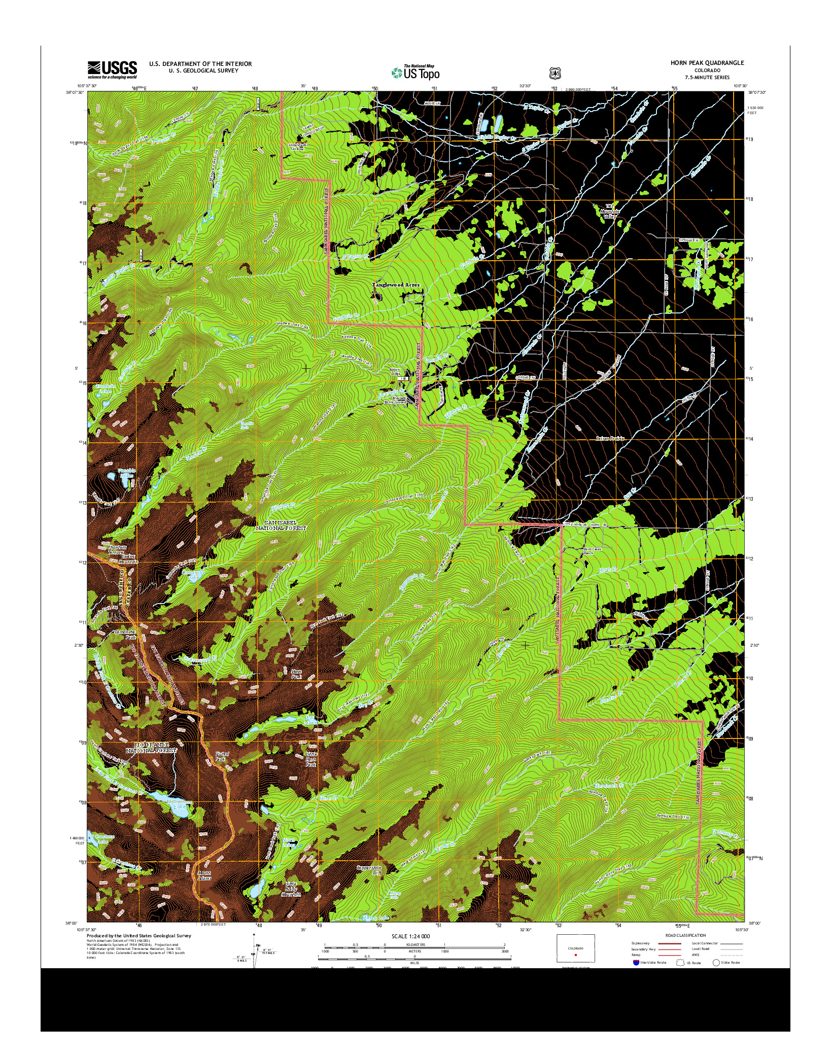 USGS US TOPO 7.5-MINUTE MAP FOR HORN PEAK, CO 2013