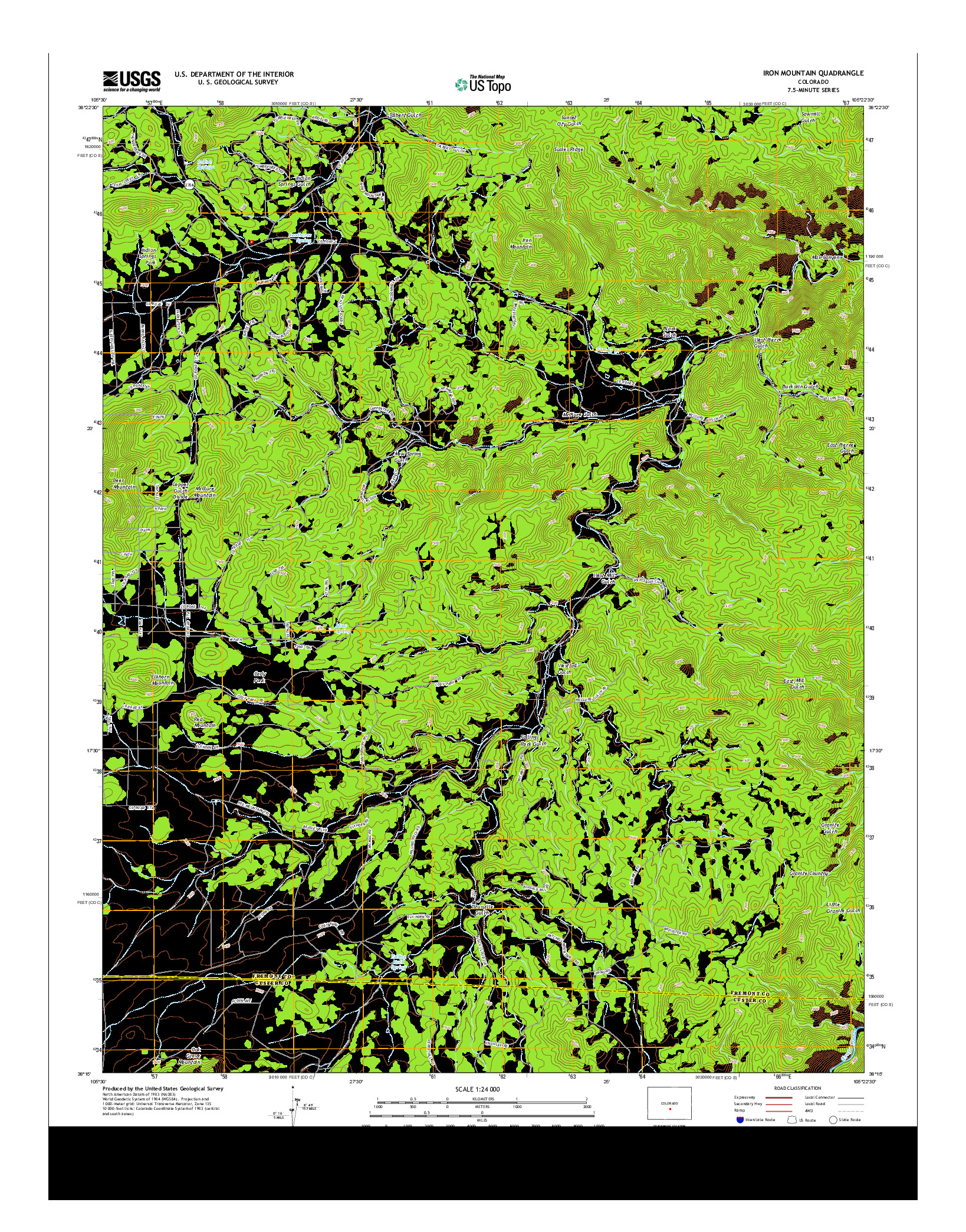 USGS US TOPO 7.5-MINUTE MAP FOR IRON MOUNTAIN, CO 2013
