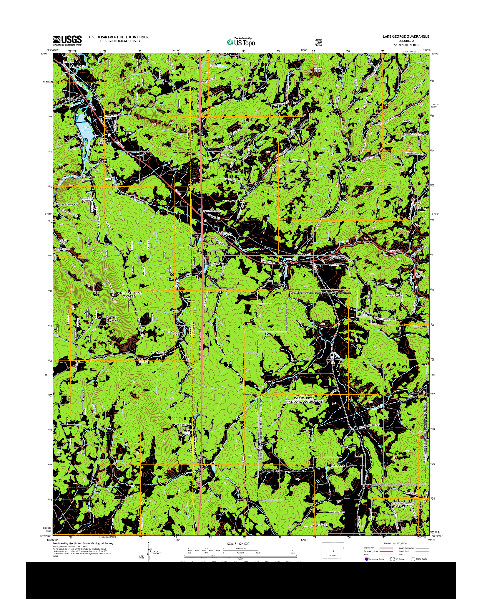 USGS US TOPO 7.5-MINUTE MAP FOR LAKE GEORGE, CO 2013