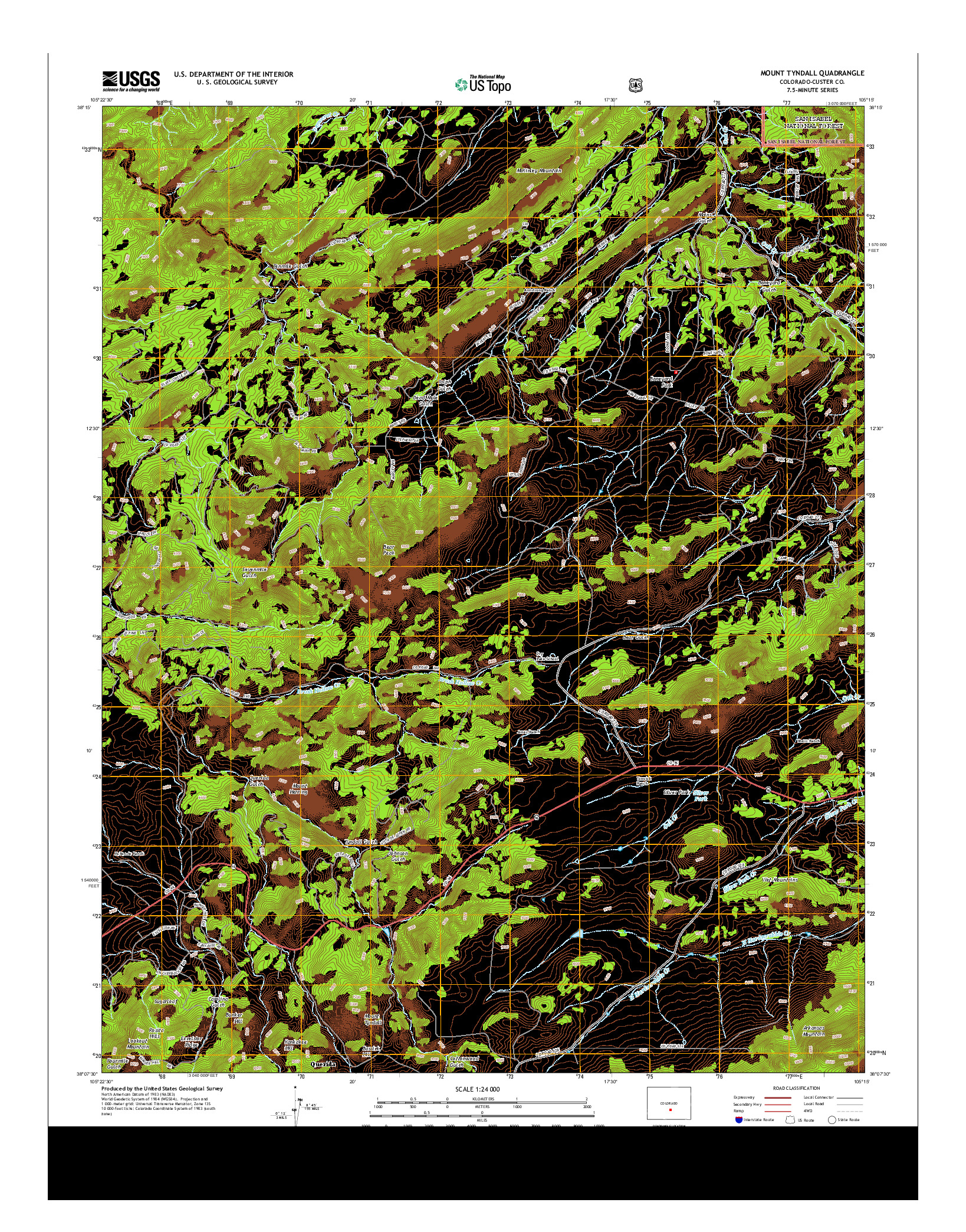 USGS US TOPO 7.5-MINUTE MAP FOR MOUNT TYNDALL, CO 2013