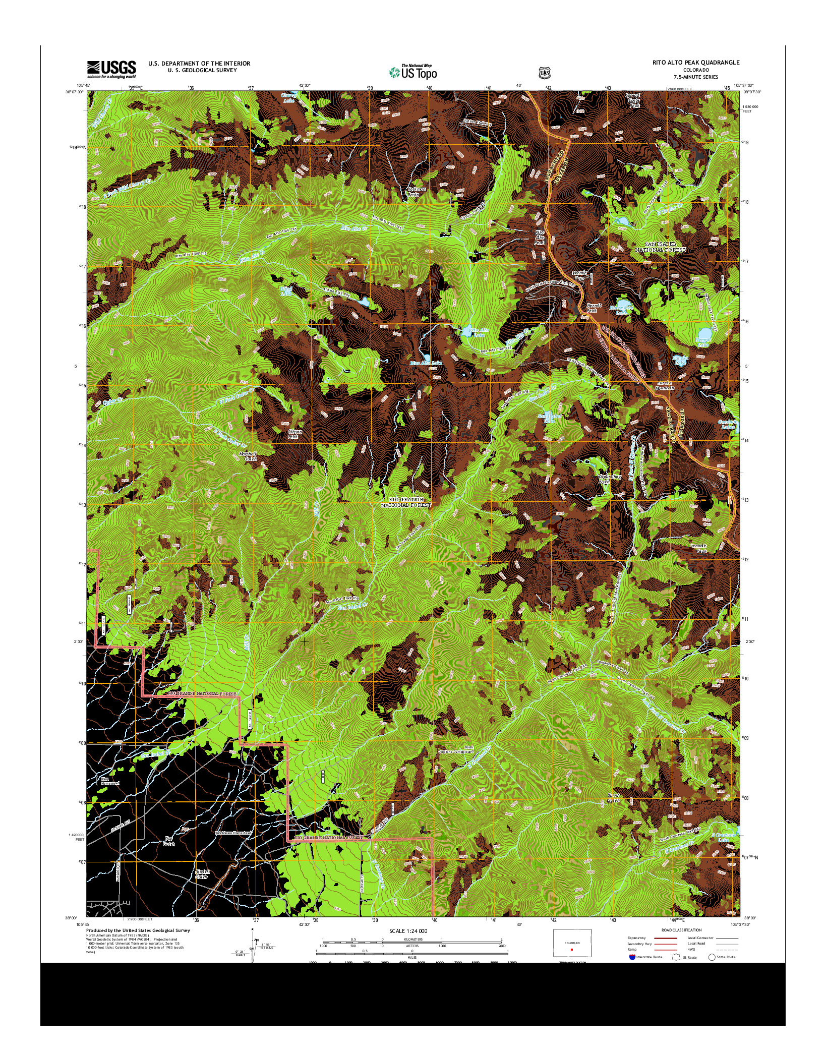 USGS US TOPO 7.5-MINUTE MAP FOR RITO ALTO PEAK, CO 2013