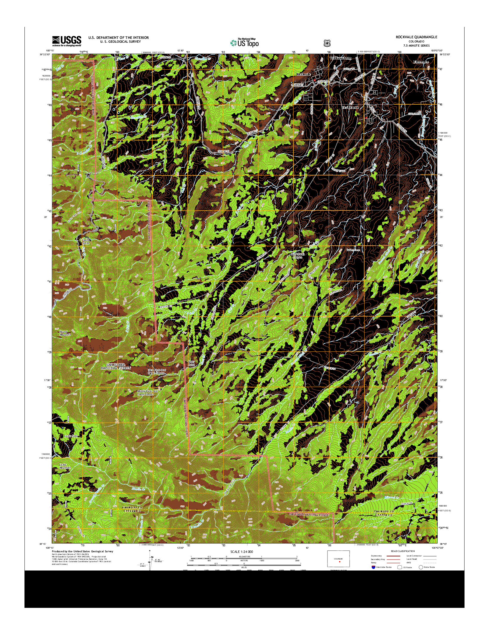 USGS US TOPO 7.5-MINUTE MAP FOR ROCKVALE, CO 2013