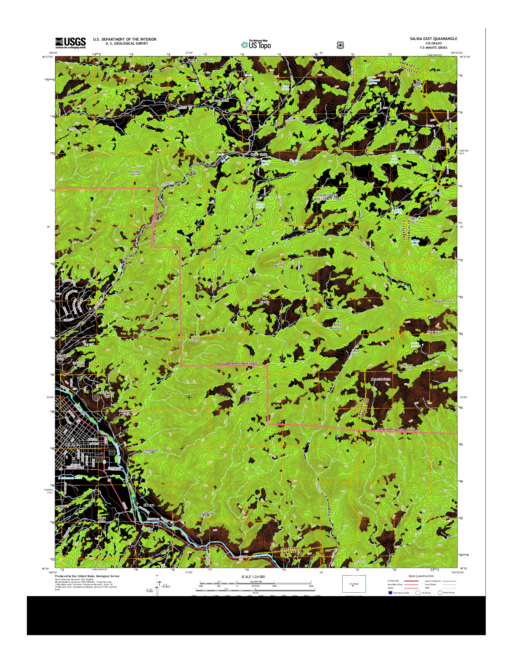 USGS US TOPO 7.5-MINUTE MAP FOR SALIDA EAST, CO 2013
