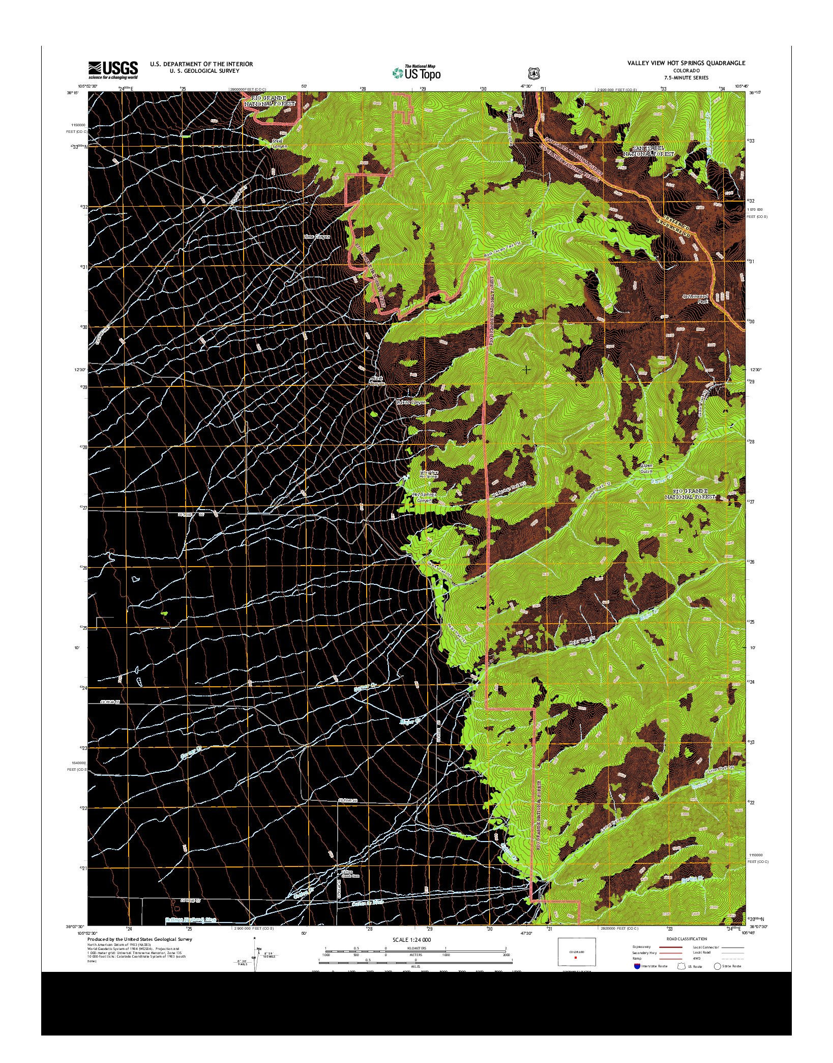 USGS US TOPO 7.5-MINUTE MAP FOR VALLEY VIEW HOT SPRINGS, CO 2013