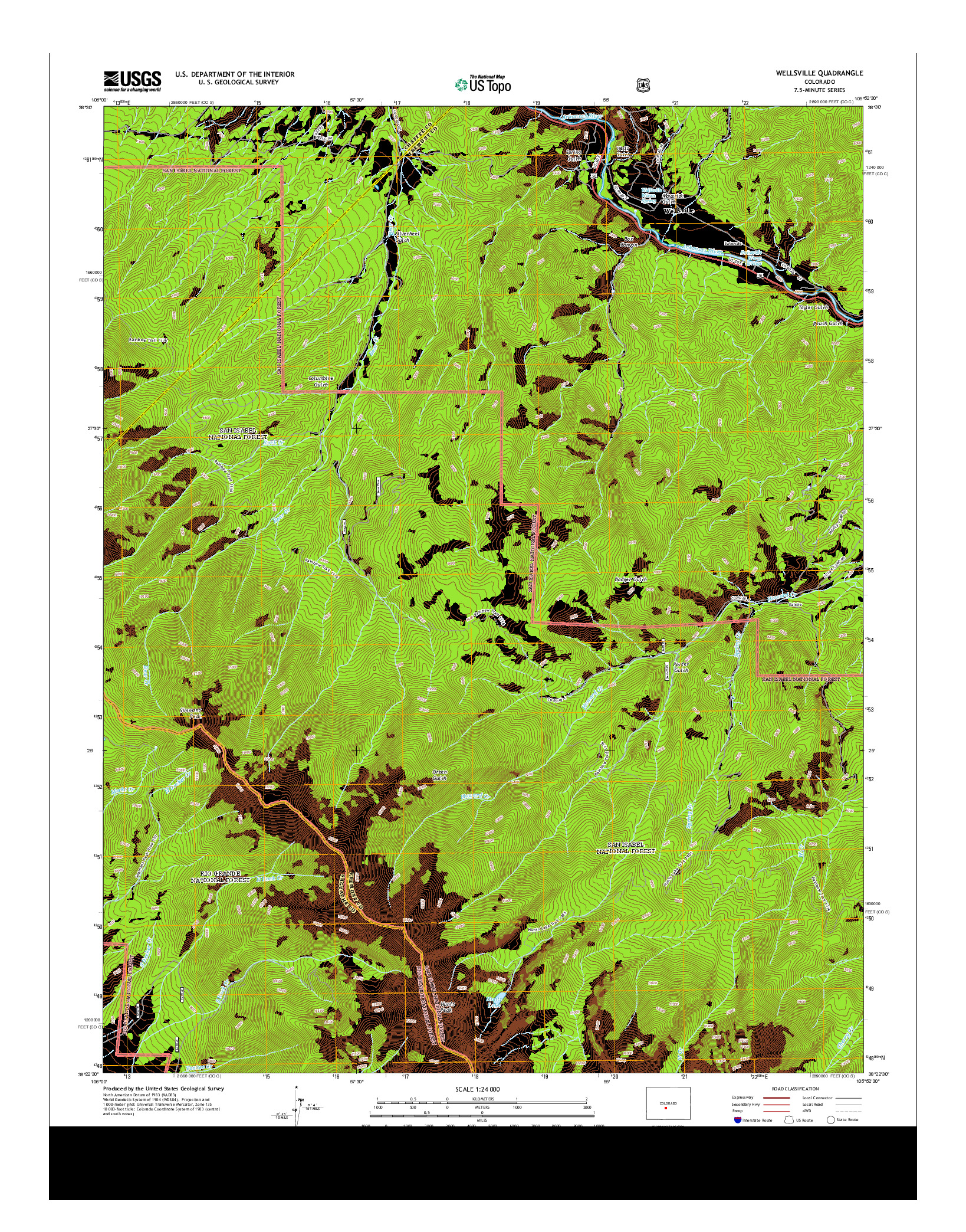 USGS US TOPO 7.5-MINUTE MAP FOR WELLSVILLE, CO 2013