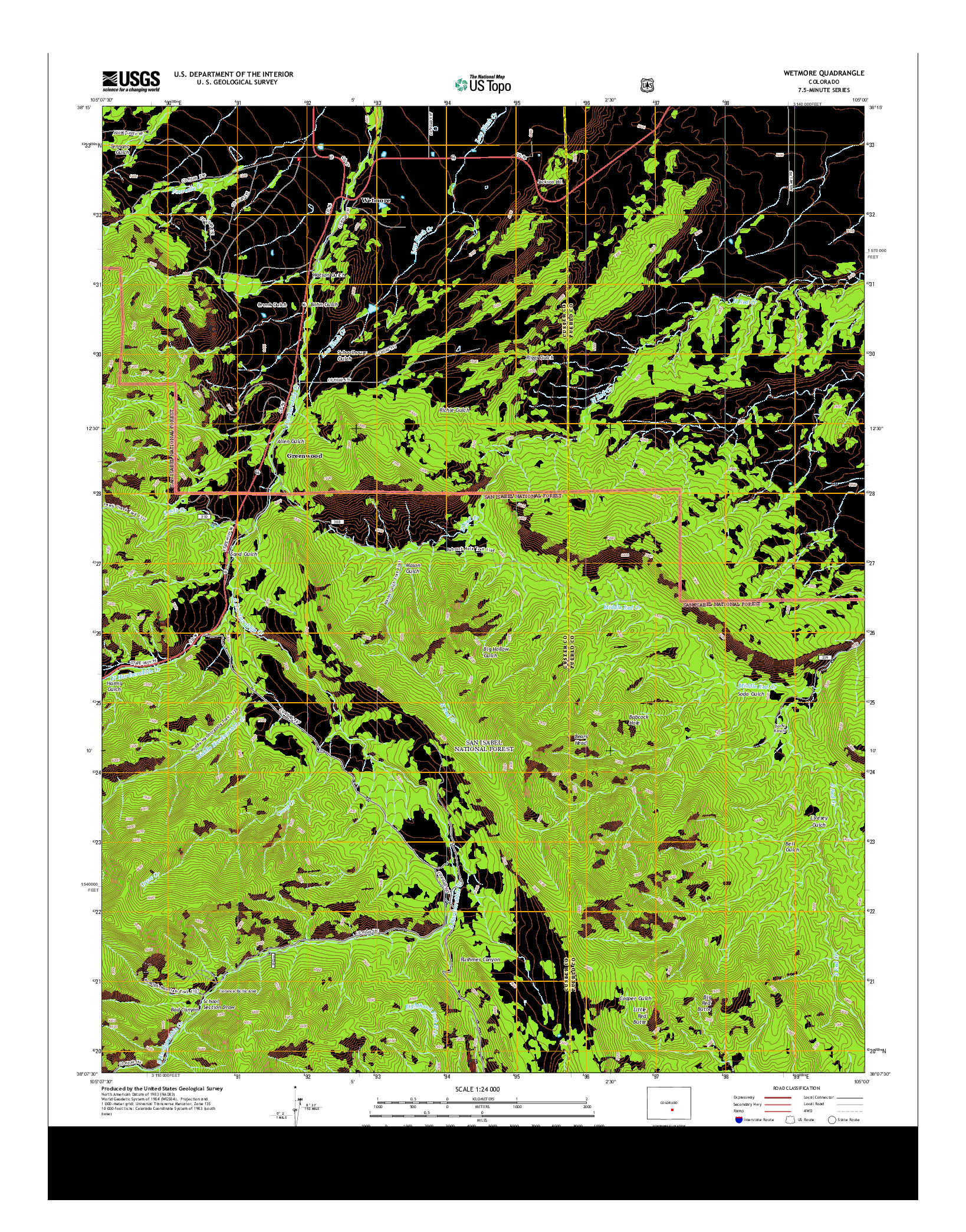 USGS US TOPO 7.5-MINUTE MAP FOR WETMORE, CO 2013