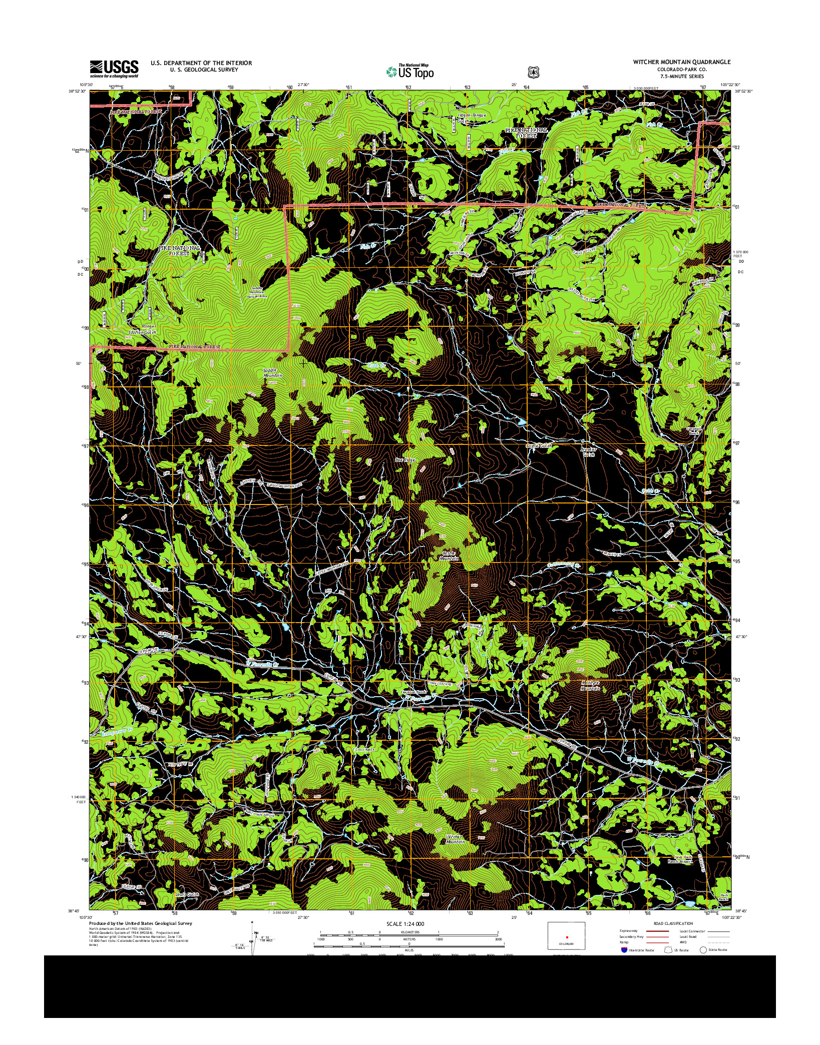 USGS US TOPO 7.5-MINUTE MAP FOR WITCHER MOUNTAIN, CO 2013