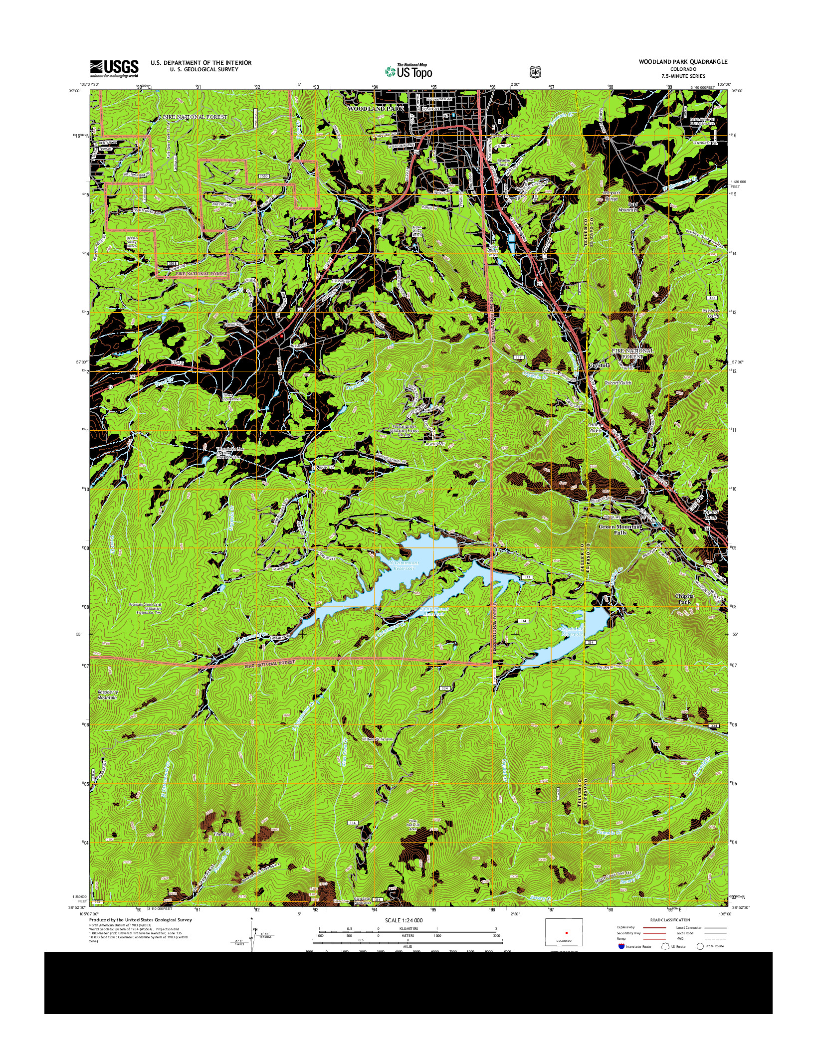 USGS US TOPO 7.5-MINUTE MAP FOR WOODLAND PARK, CO 2013