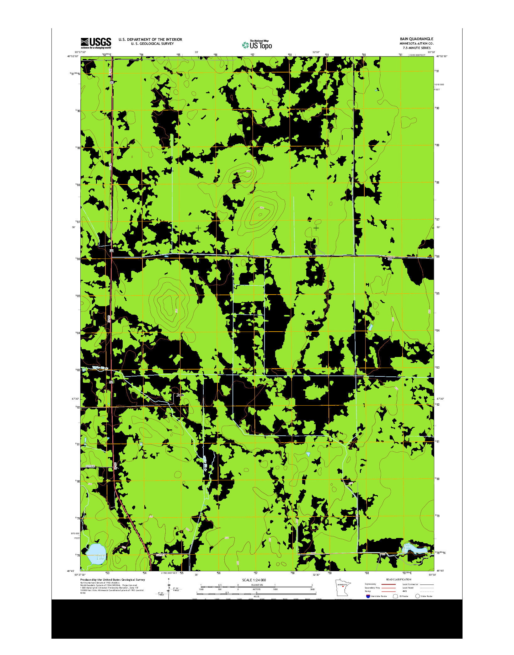 USGS US TOPO 7.5-MINUTE MAP FOR BAIN, MN 2013