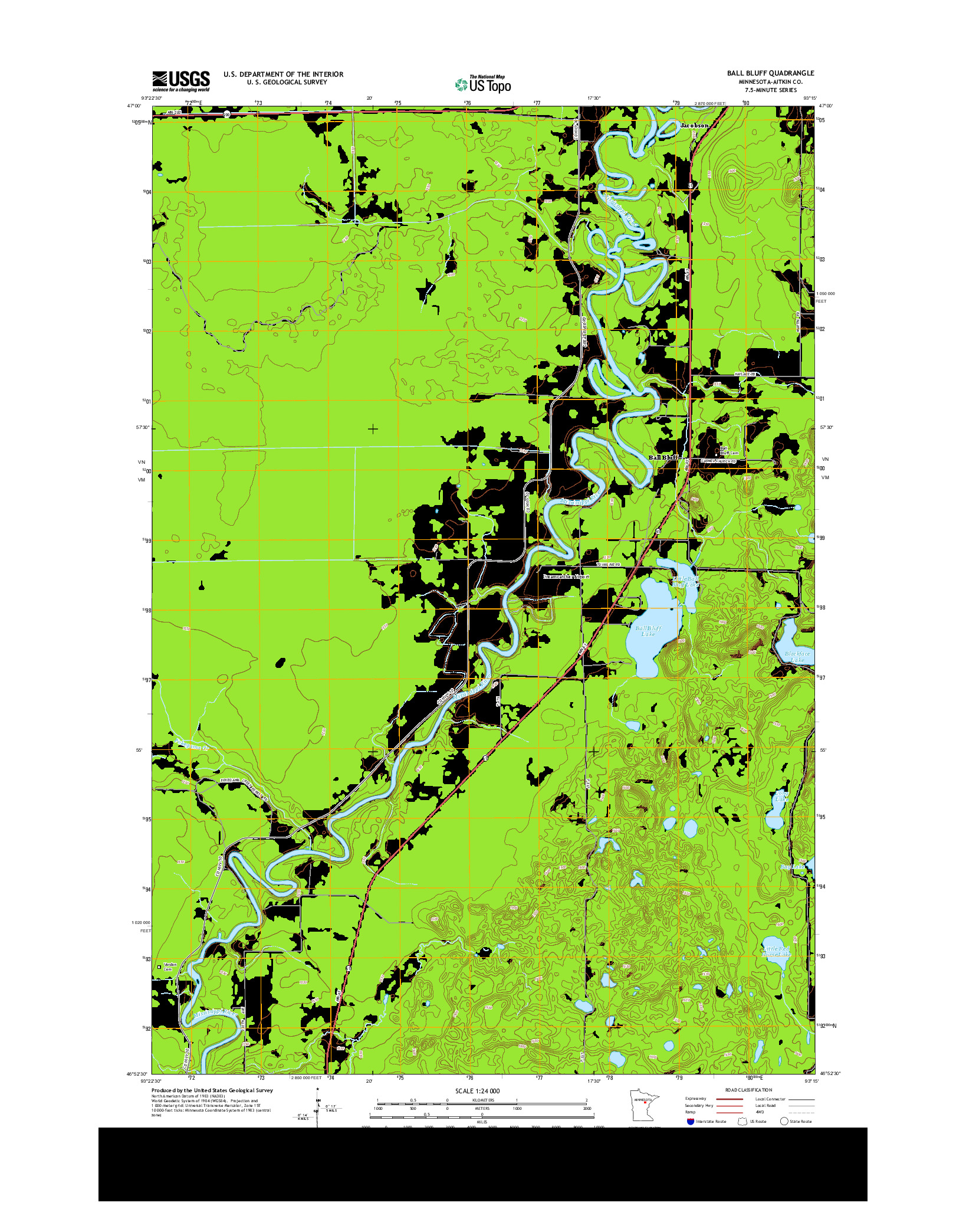 USGS US TOPO 7.5-MINUTE MAP FOR BALL BLUFF, MN 2013