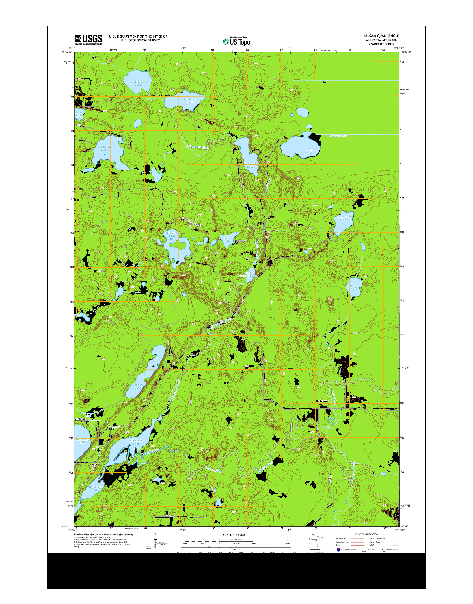 USGS US TOPO 7.5-MINUTE MAP FOR BALSAM, MN 2013