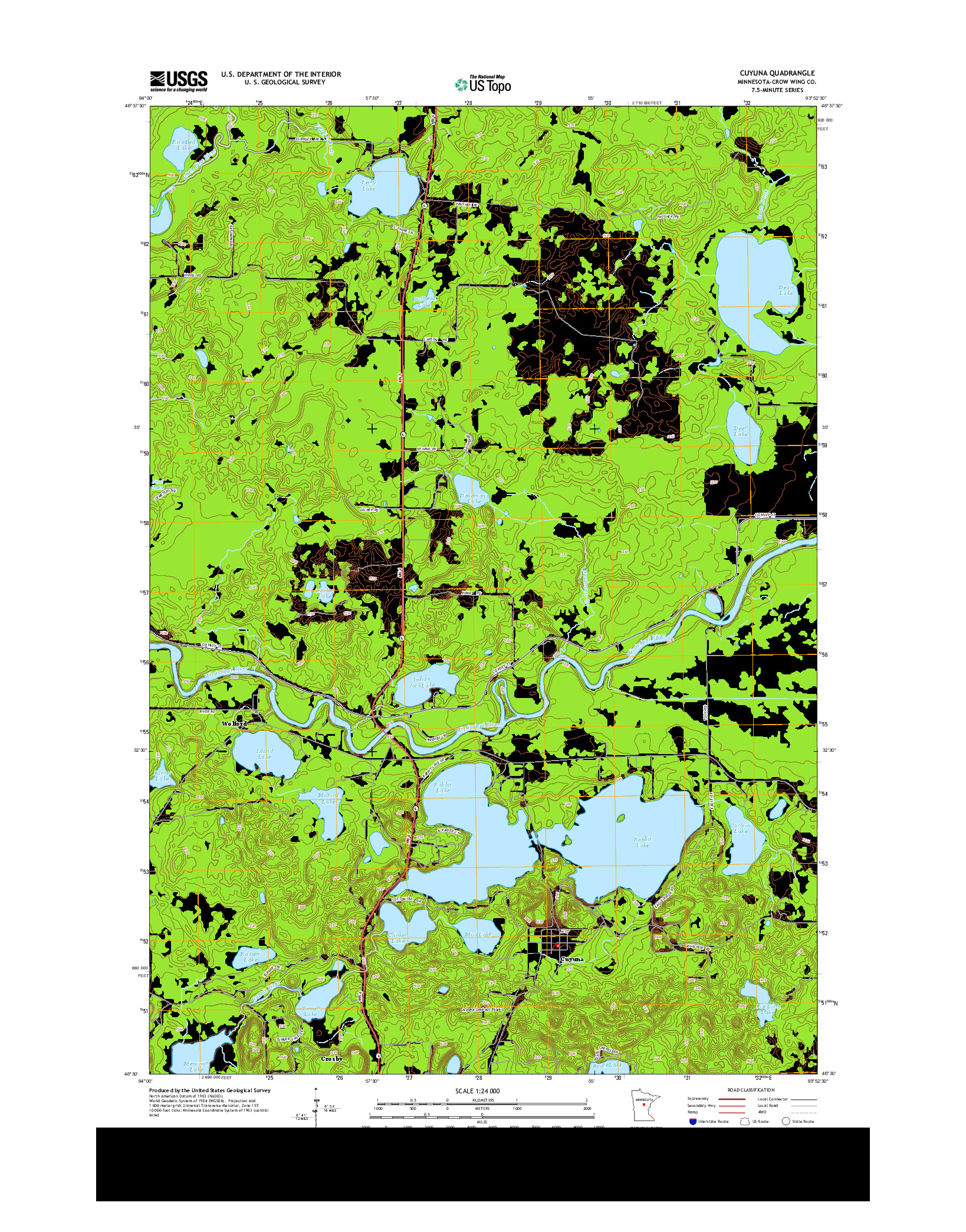 USGS US TOPO 7.5-MINUTE MAP FOR CUYUNA, MN 2013