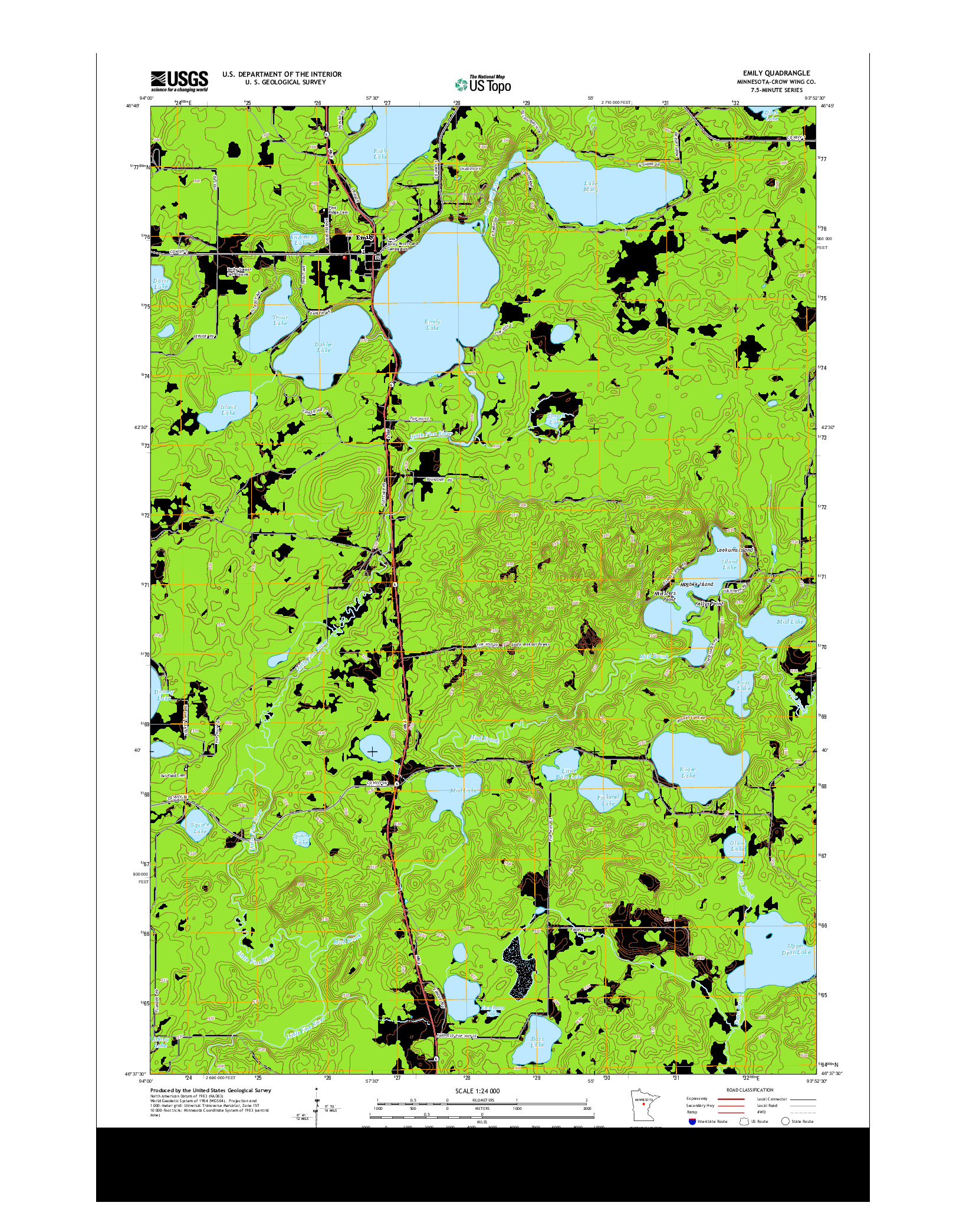 USGS US TOPO 7.5-MINUTE MAP FOR EMILY, MN 2013