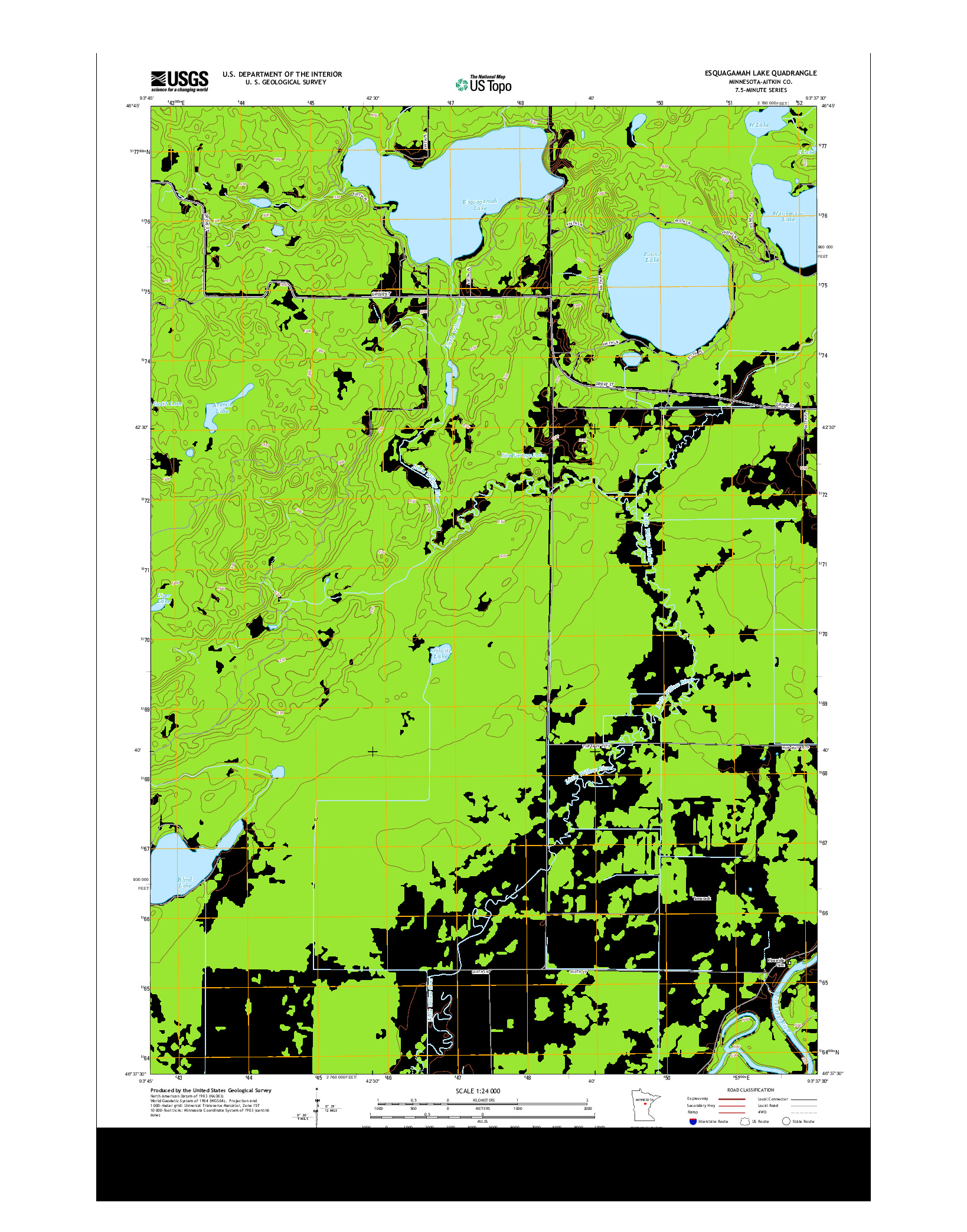 USGS US TOPO 7.5-MINUTE MAP FOR ESQUAGAMAH LAKE, MN 2013