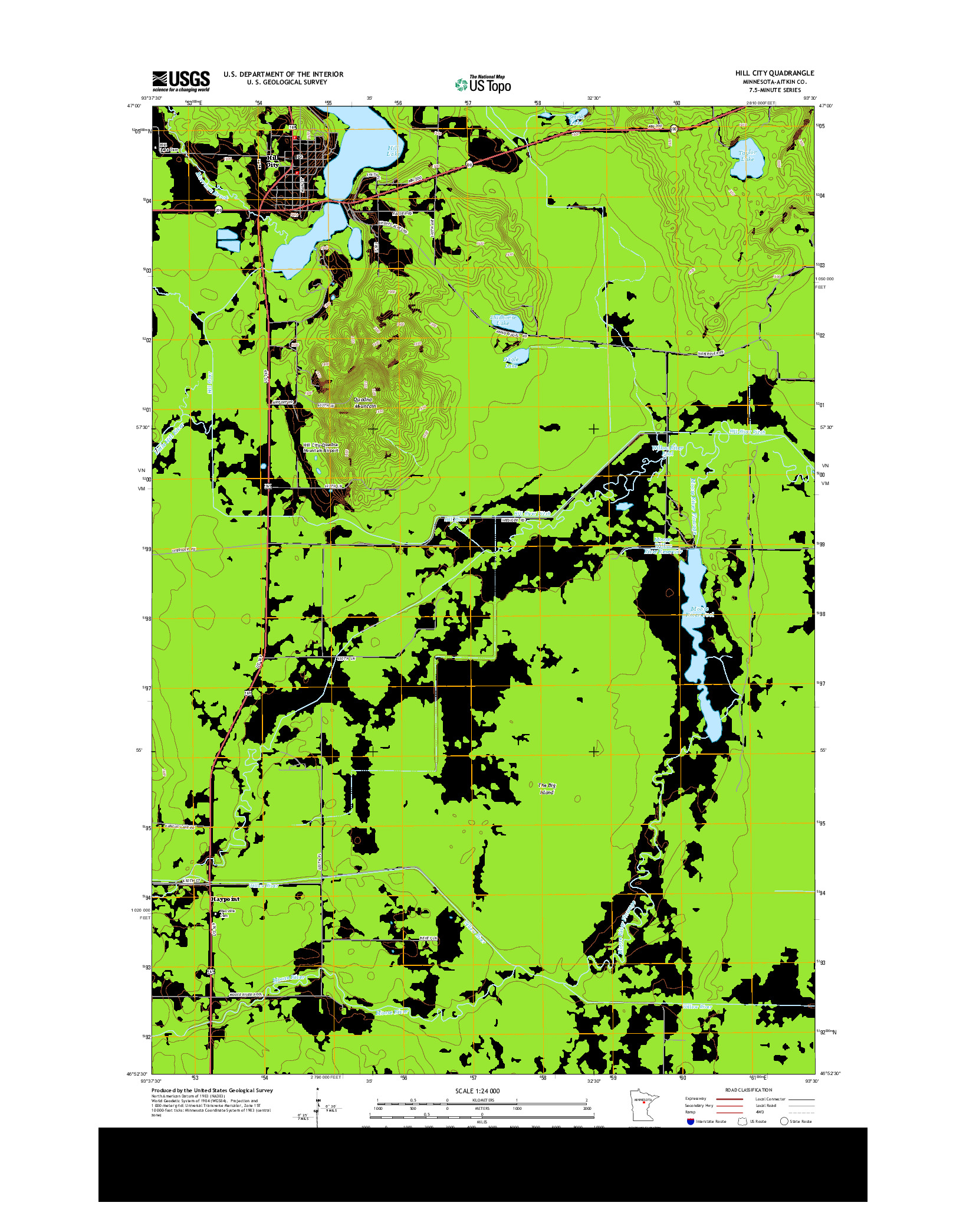 USGS US TOPO 7.5-MINUTE MAP FOR HILL CITY, MN 2013