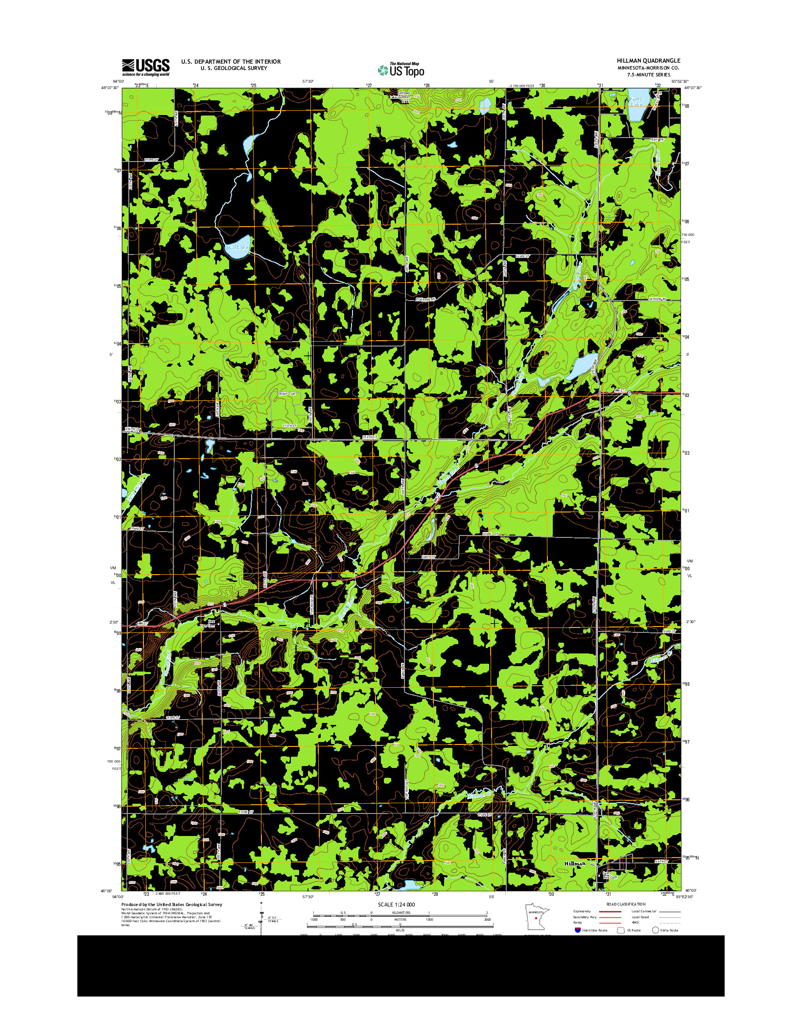 USGS US TOPO 7.5-MINUTE MAP FOR HILLMAN, MN 2013