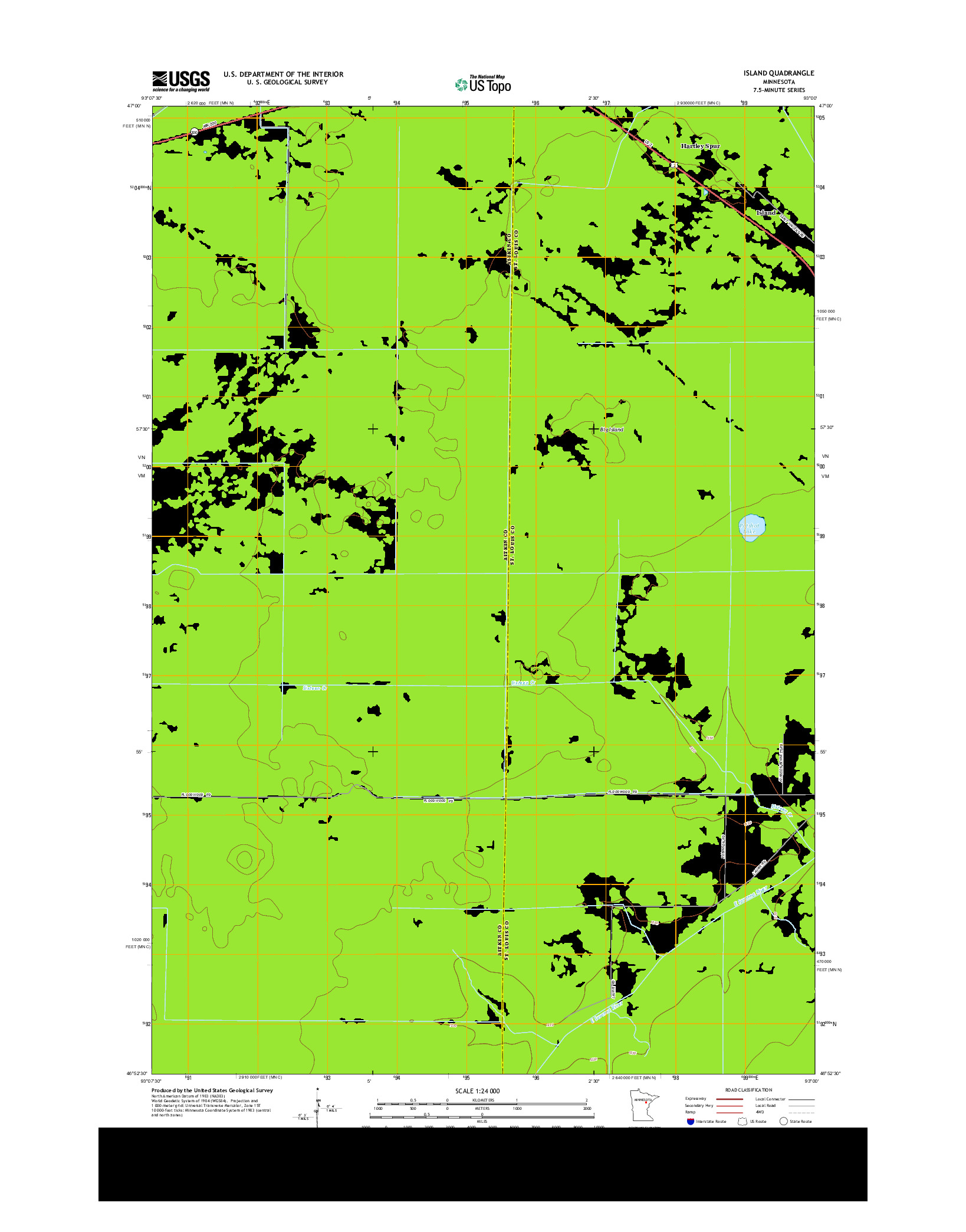 USGS US TOPO 7.5-MINUTE MAP FOR ISLAND, MN 2013