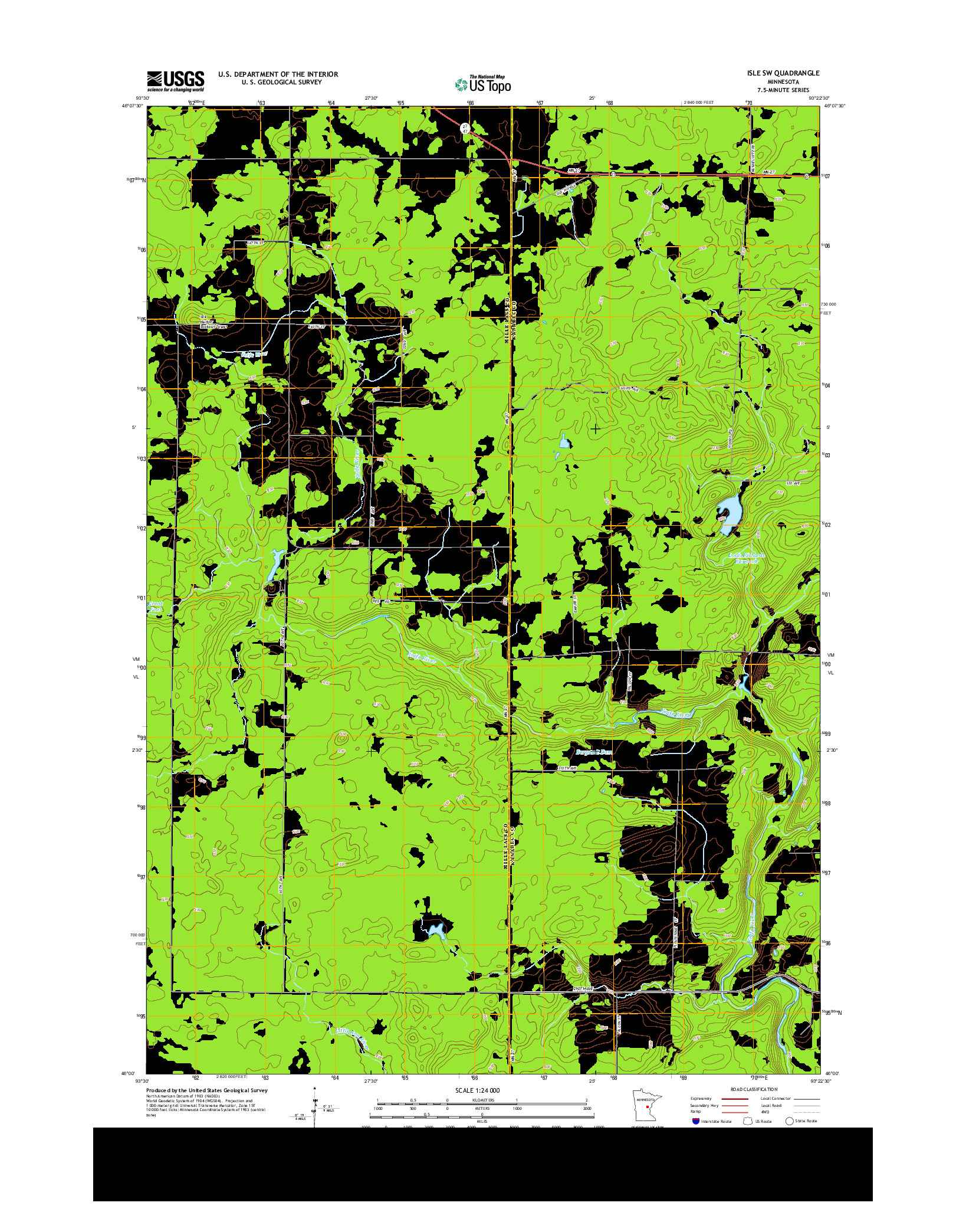 USGS US TOPO 7.5-MINUTE MAP FOR ISLE SW, MN 2013