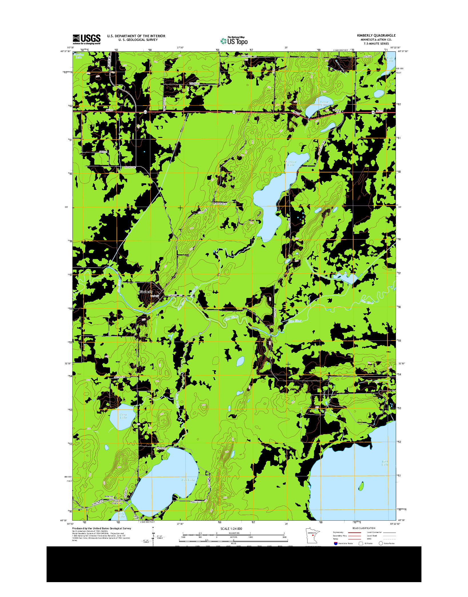 USGS US TOPO 7.5-MINUTE MAP FOR KIMBERLY, MN 2013