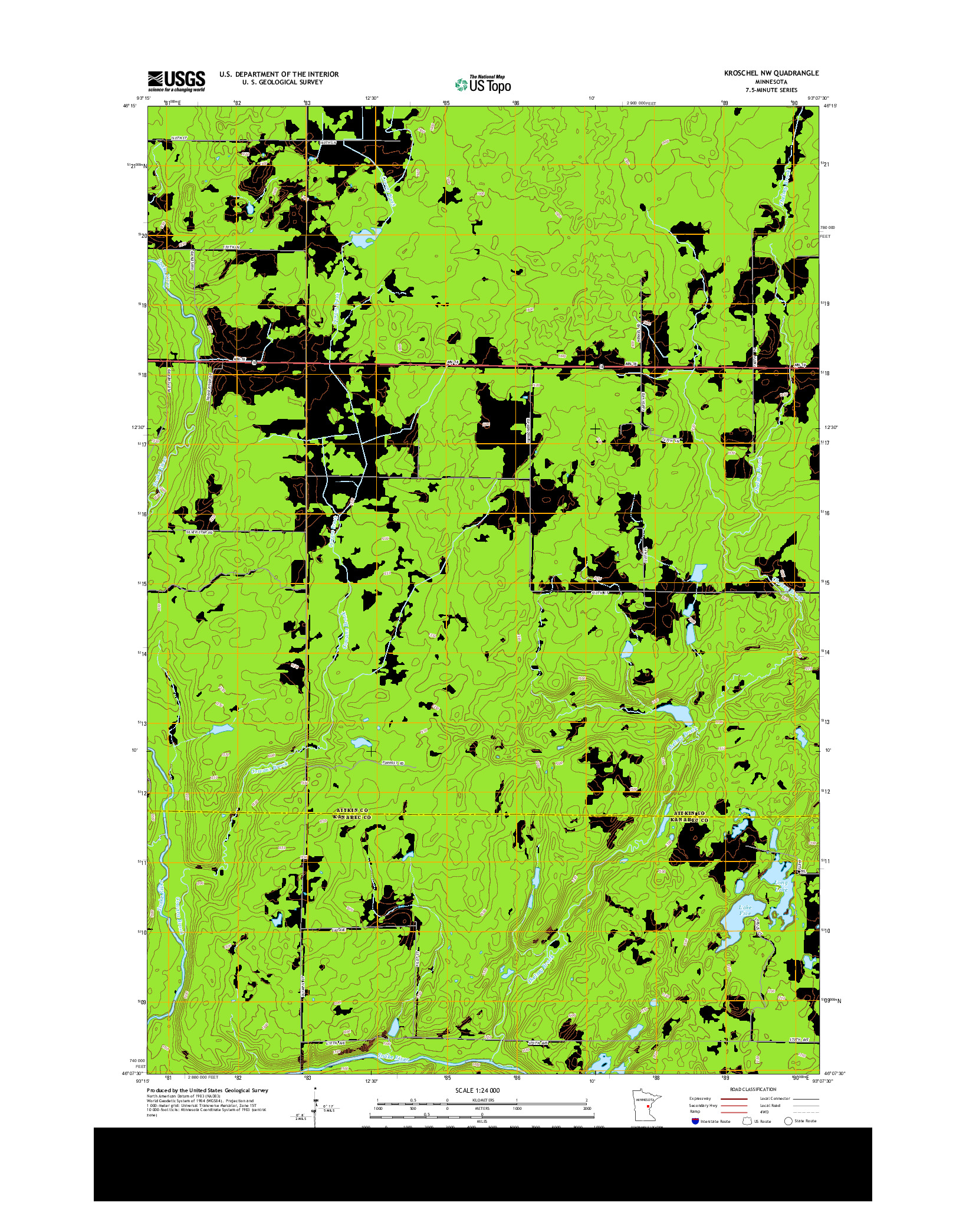 USGS US TOPO 7.5-MINUTE MAP FOR KROSCHEL NW, MN 2013