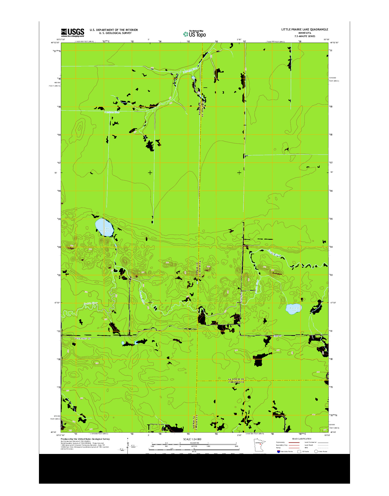 USGS US TOPO 7.5-MINUTE MAP FOR LITTLE PRAIRIE LAKE, MN 2013