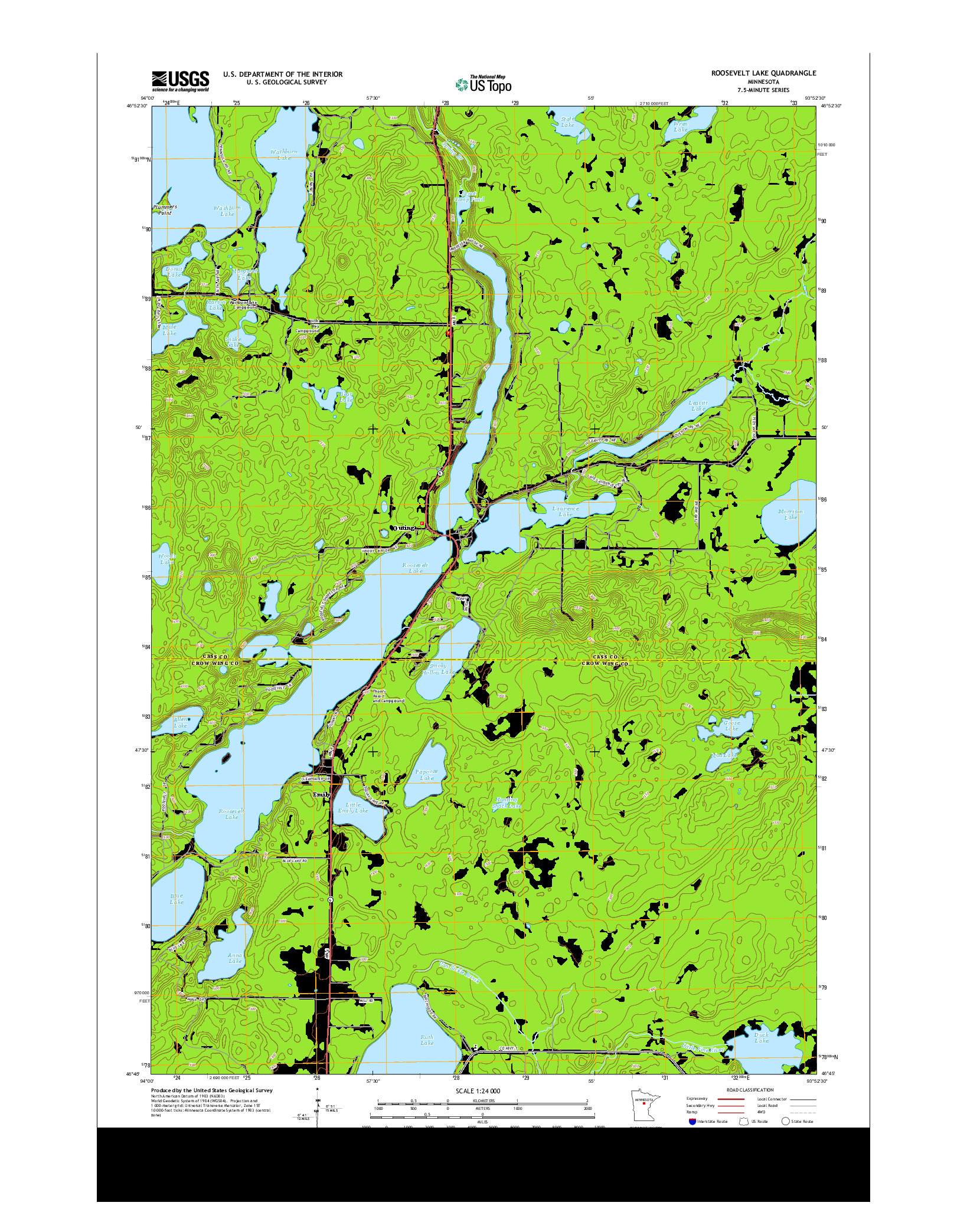 USGS US TOPO 7.5-MINUTE MAP FOR ROOSEVELT LAKE, MN 2013