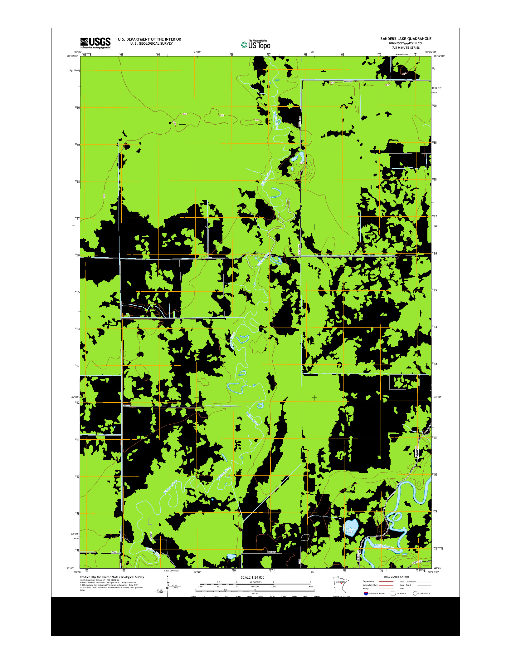 USGS US TOPO 7.5-MINUTE MAP FOR SANDERS LAKE, MN 2013