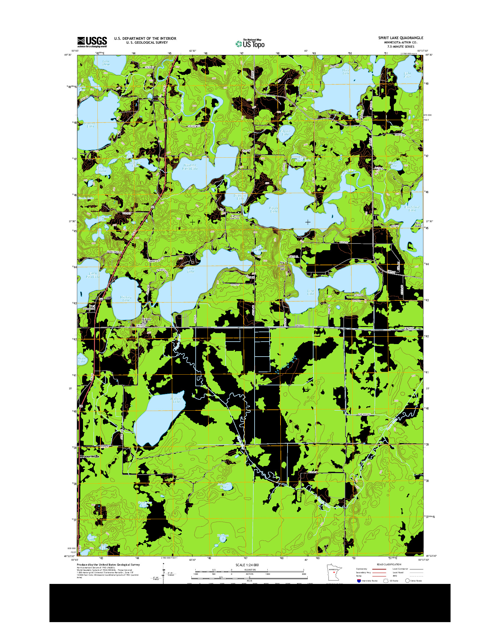USGS US TOPO 7.5-MINUTE MAP FOR SPIRIT LAKE, MN 2013