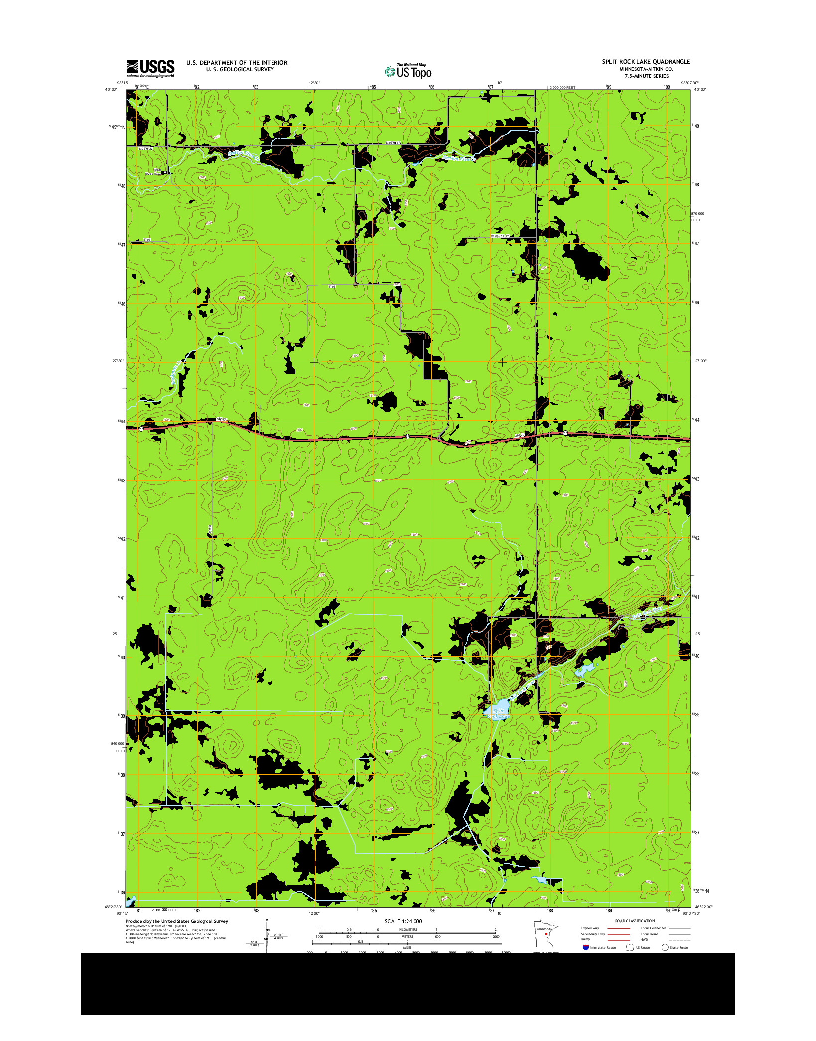 USGS US TOPO 7.5-MINUTE MAP FOR SPLIT ROCK LAKE, MN 2013