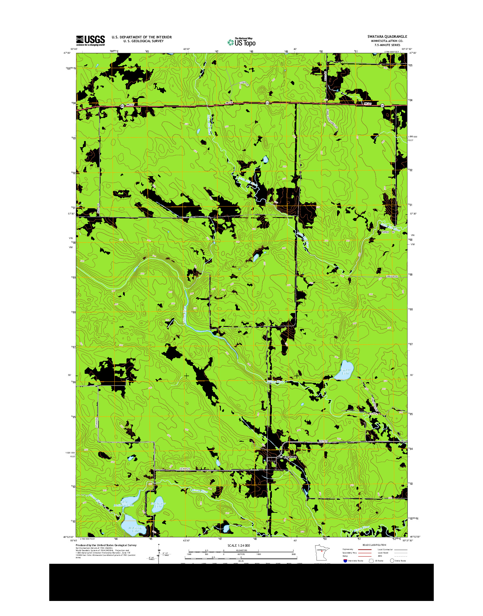 USGS US TOPO 7.5-MINUTE MAP FOR SWATARA, MN 2013