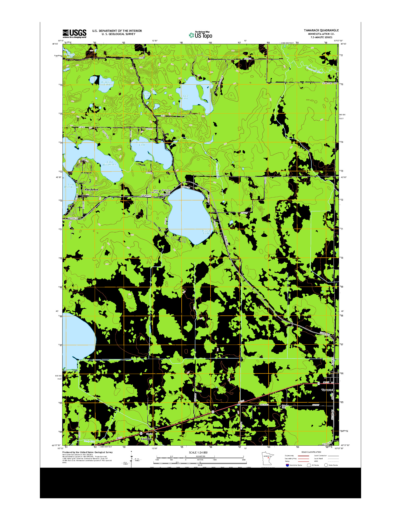 USGS US TOPO 7.5-MINUTE MAP FOR TAMARACK, MN 2013