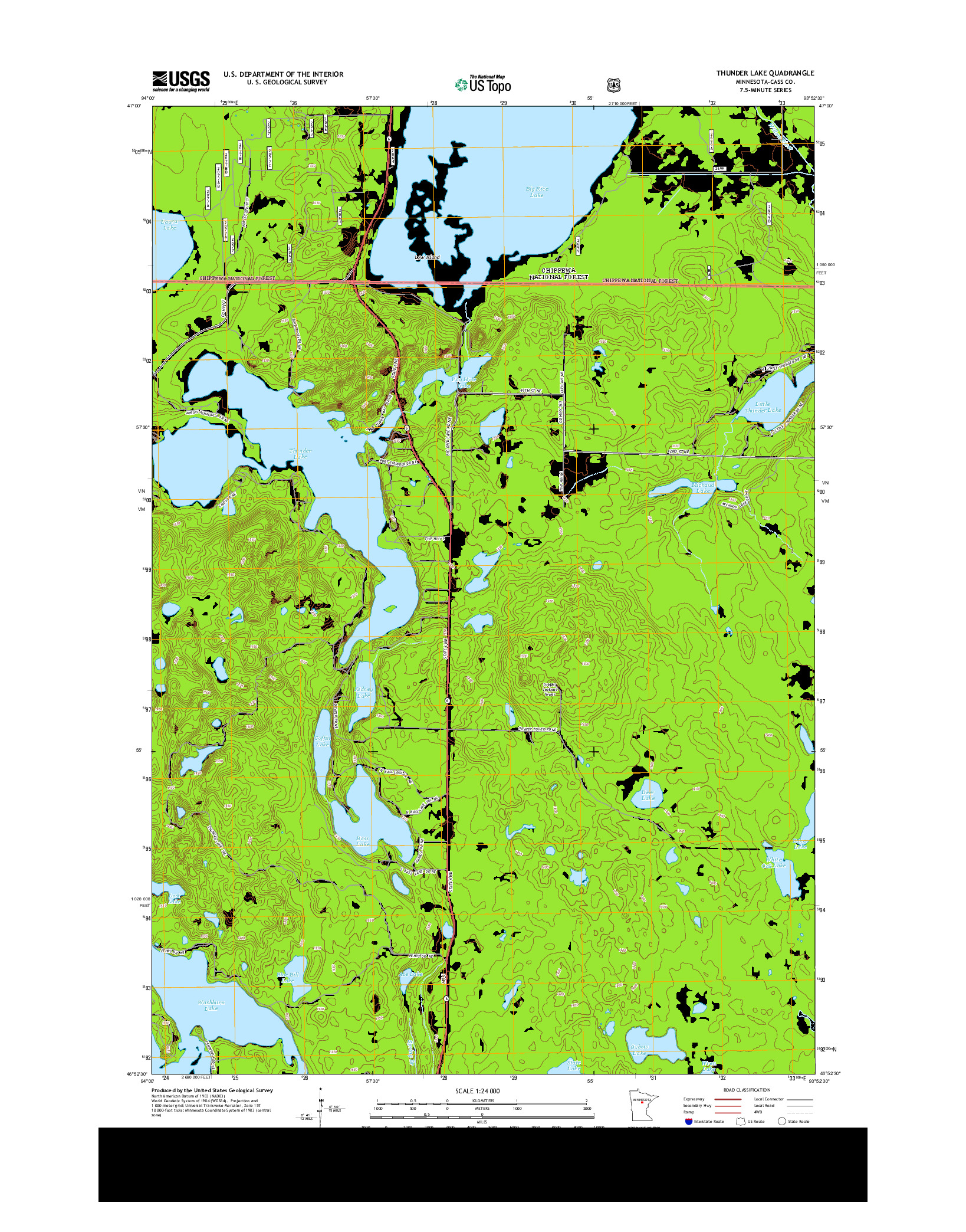 USGS US TOPO 7.5-MINUTE MAP FOR THUNDER LAKE, MN 2013