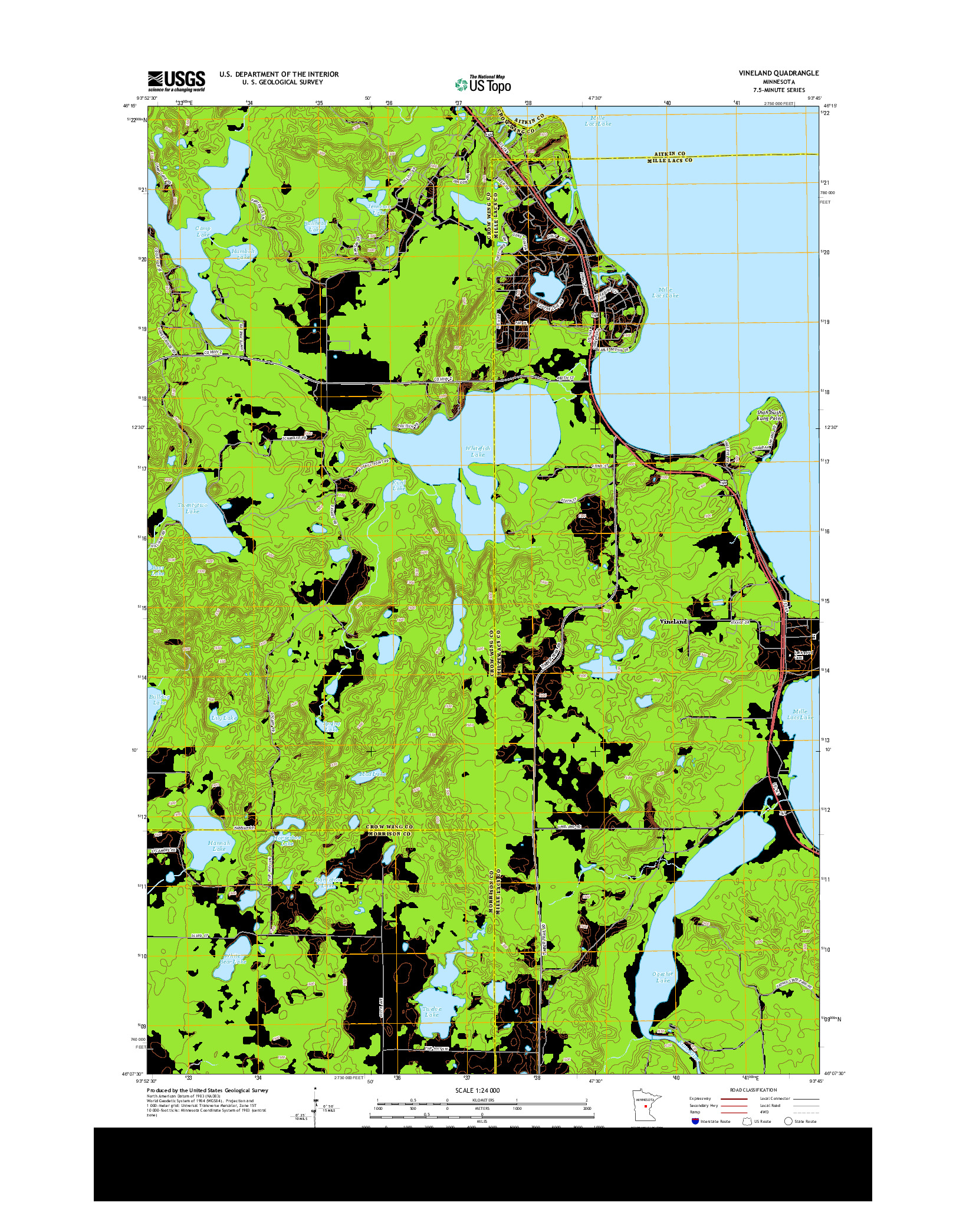 USGS US TOPO 7.5-MINUTE MAP FOR VINELAND, MN 2013