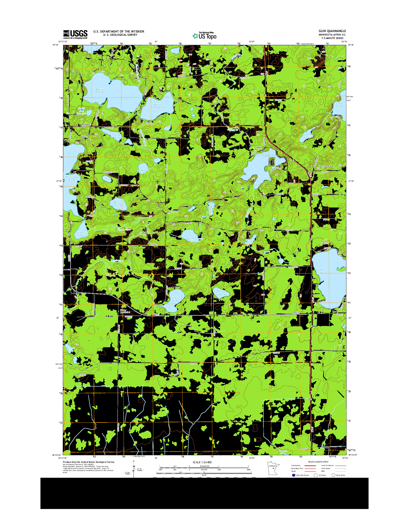 USGS US TOPO 7.5-MINUTE MAP FOR GLEN, MN 2013