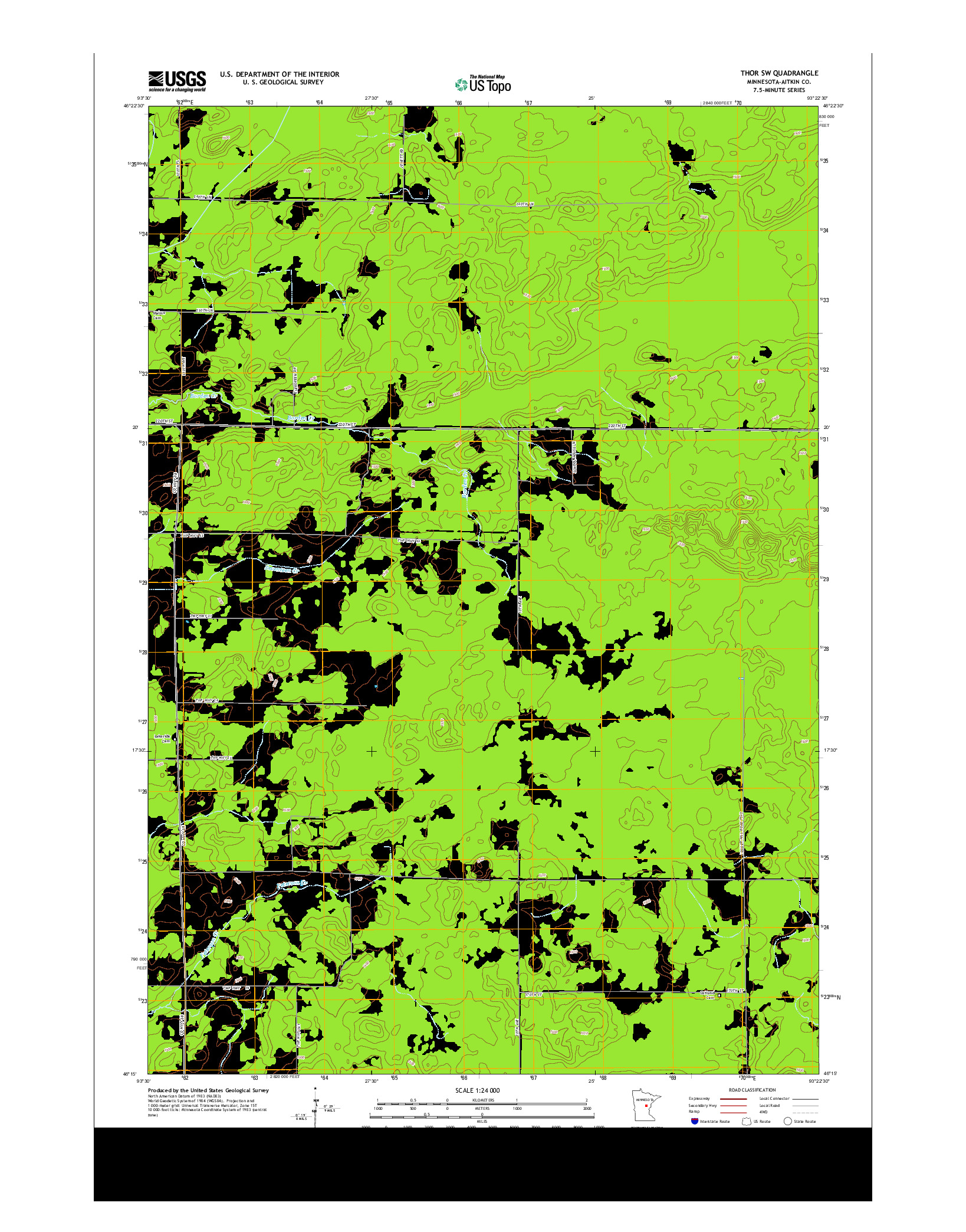 USGS US TOPO 7.5-MINUTE MAP FOR THOR SW, MN 2013