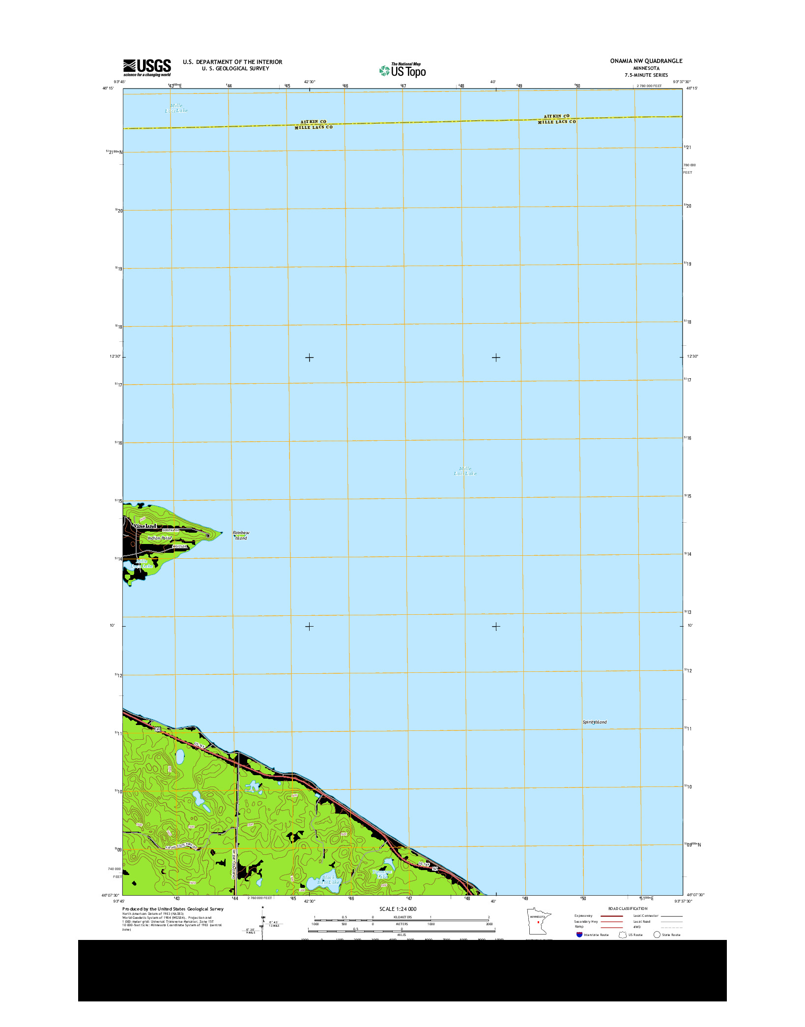 USGS US TOPO 7.5-MINUTE MAP FOR ONAMIA NW, MN 2013