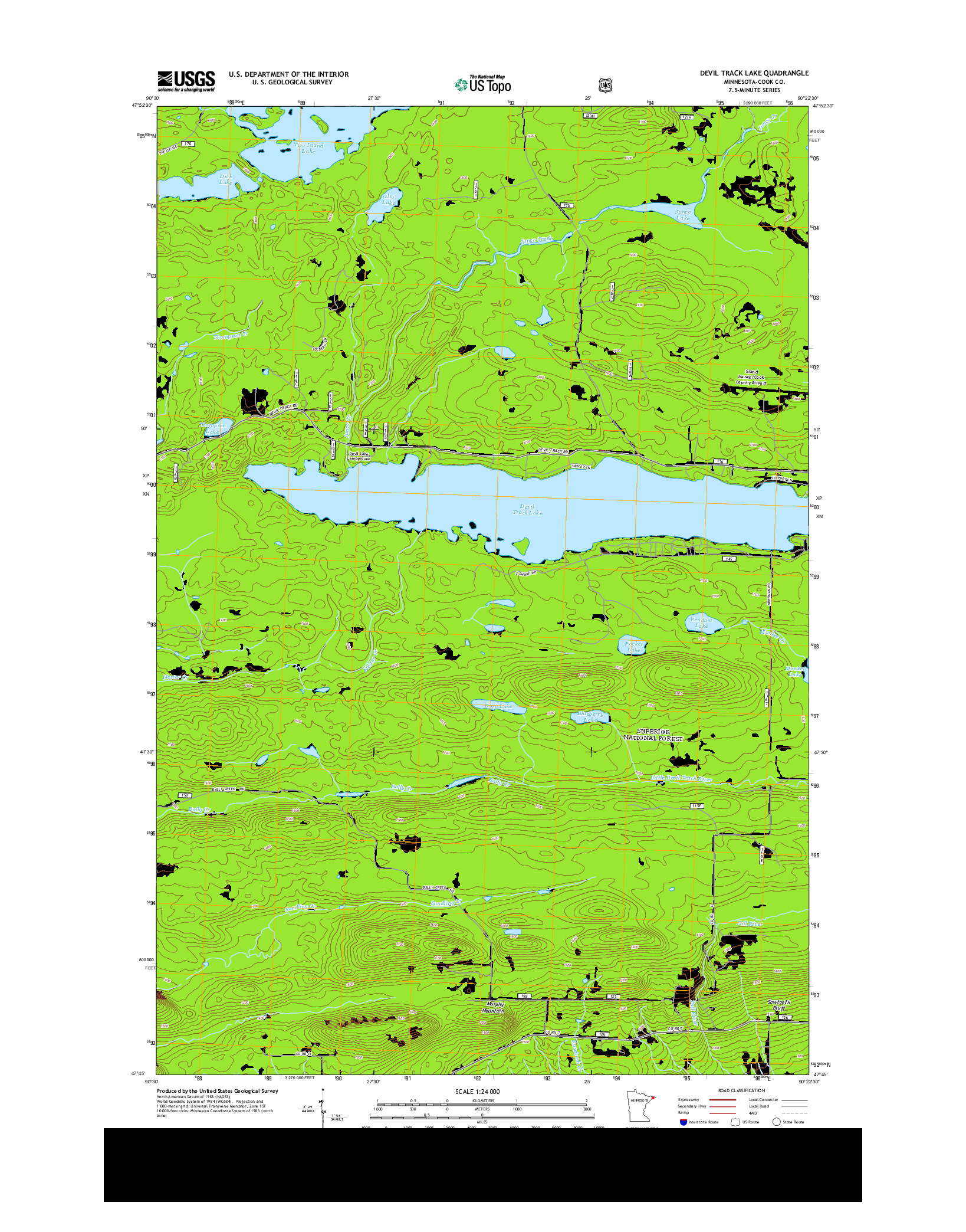 USGS US TOPO 7.5-MINUTE MAP FOR DEVIL TRACK LAKE, MN 2013