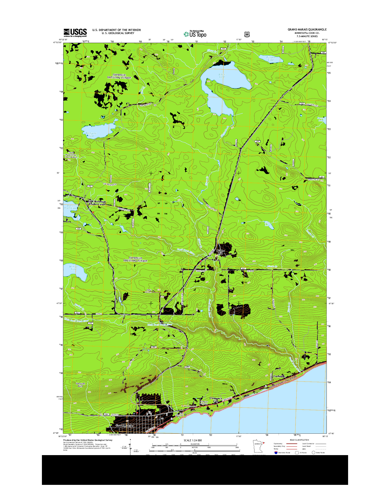 USGS US TOPO 7.5-MINUTE MAP FOR GRAND MARAIS, MN 2013