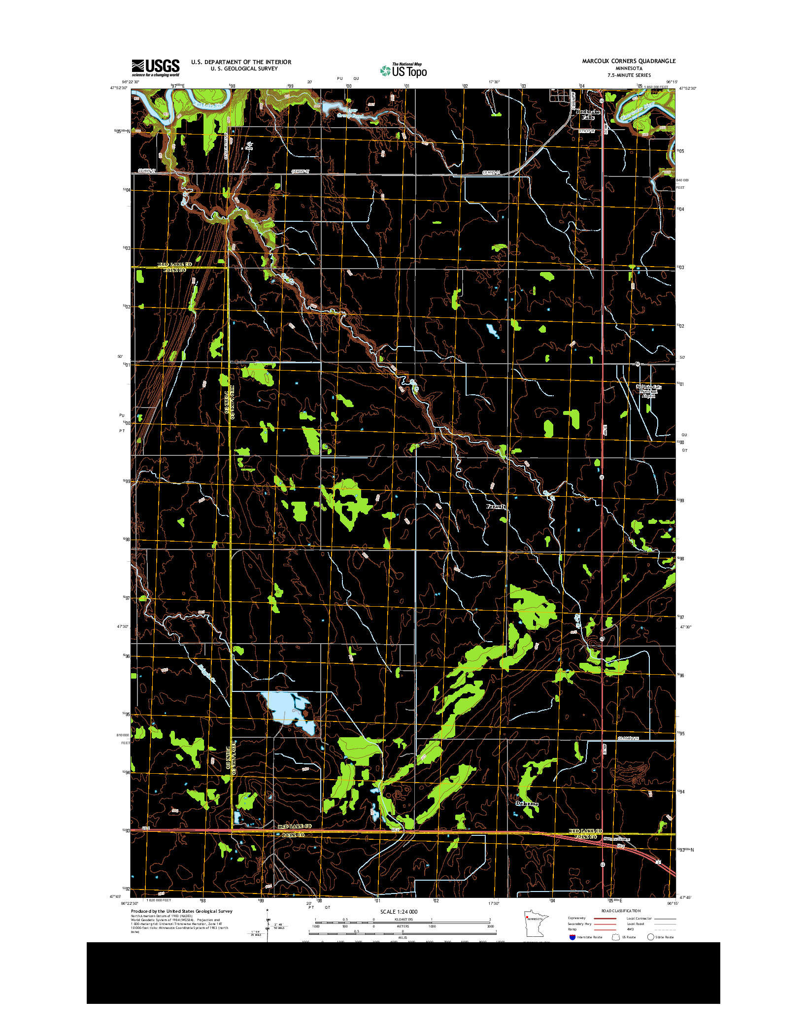 USGS US TOPO 7.5-MINUTE MAP FOR MARCOUX CORNERS, MN 2013