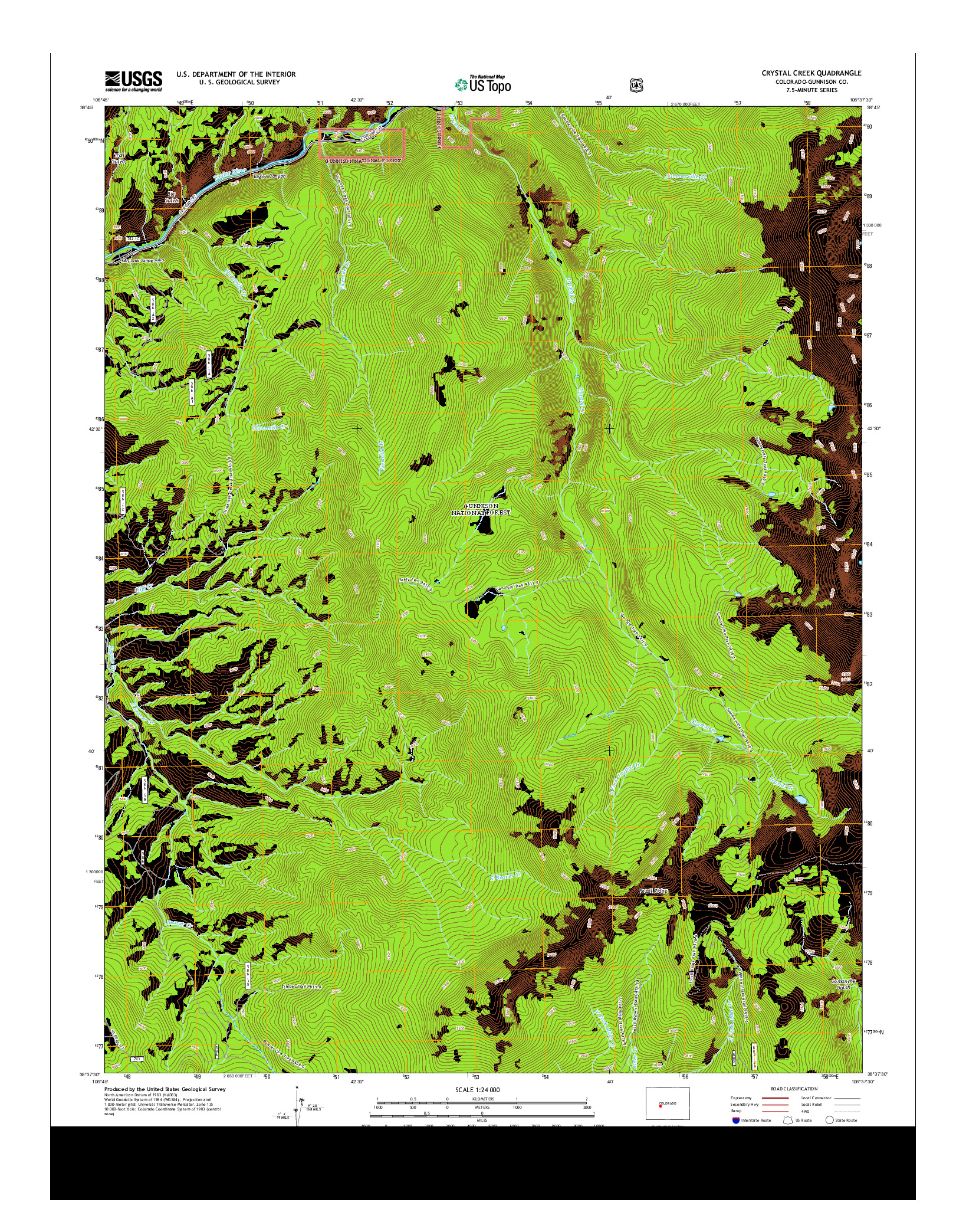 USGS US TOPO 7.5-MINUTE MAP FOR CRYSTAL CREEK, CO 2013