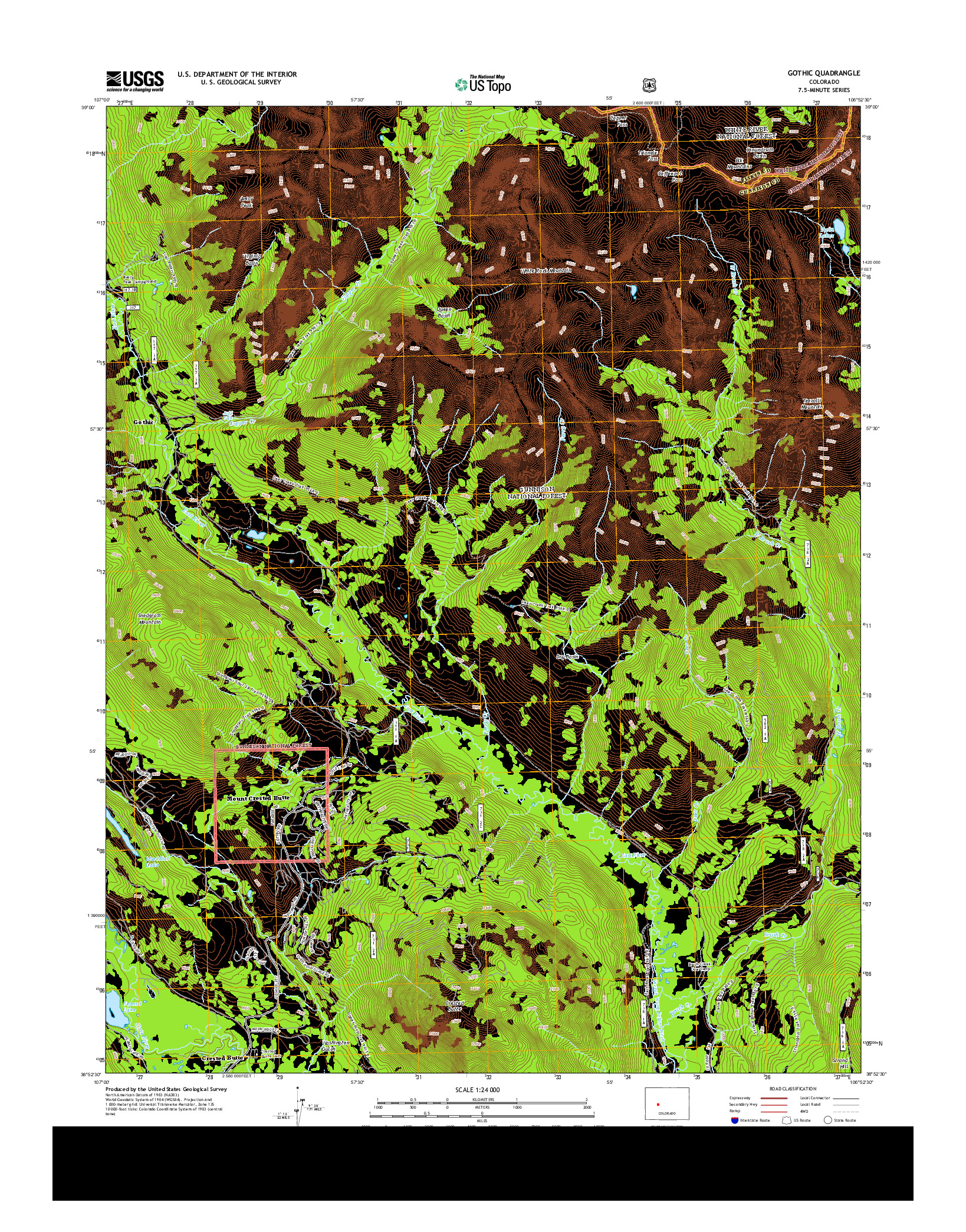 USGS US TOPO 7.5-MINUTE MAP FOR GOTHIC, CO 2013