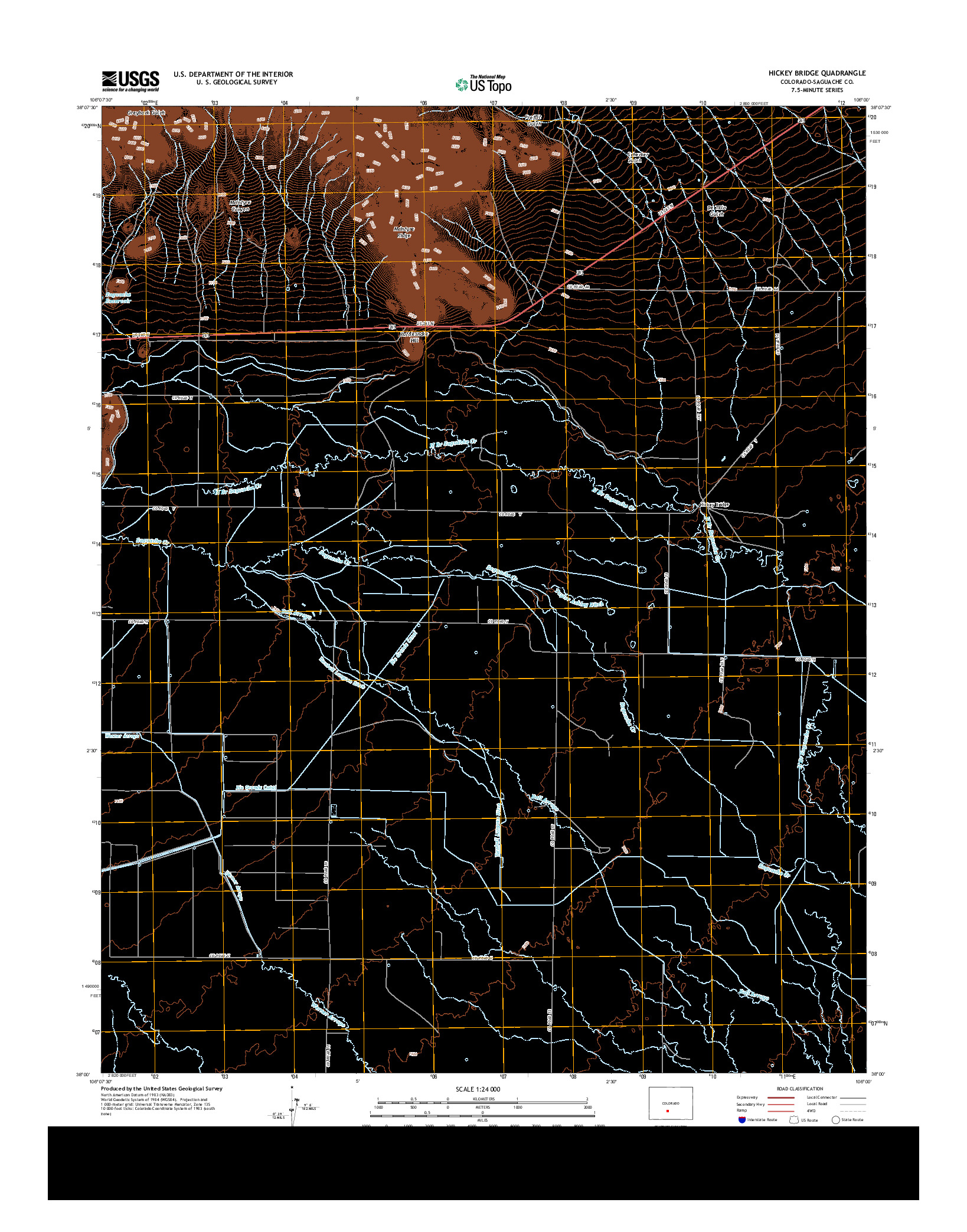 USGS US TOPO 7.5-MINUTE MAP FOR HICKEY BRIDGE, CO 2013