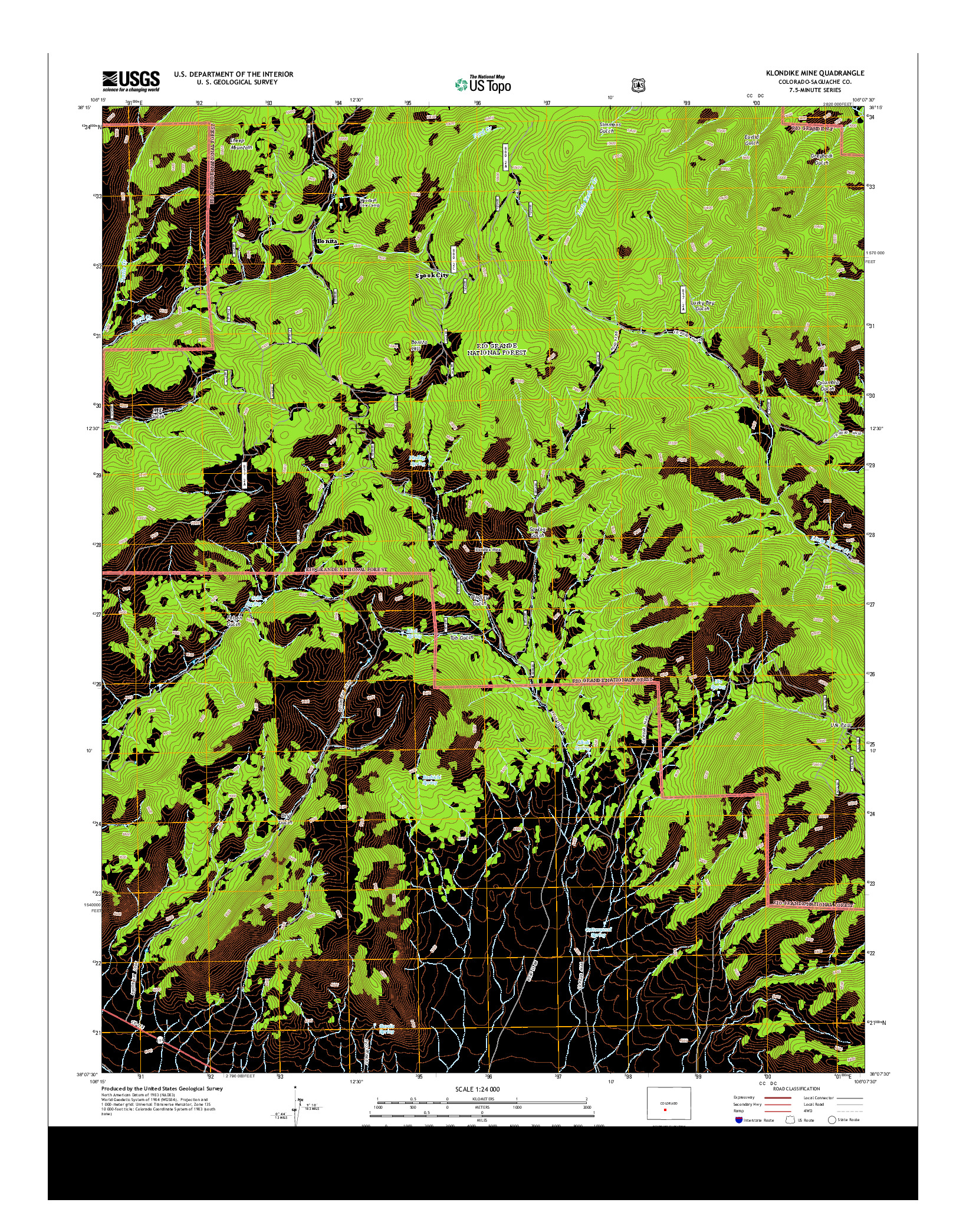 USGS US TOPO 7.5-MINUTE MAP FOR KLONDIKE MINE, CO 2013