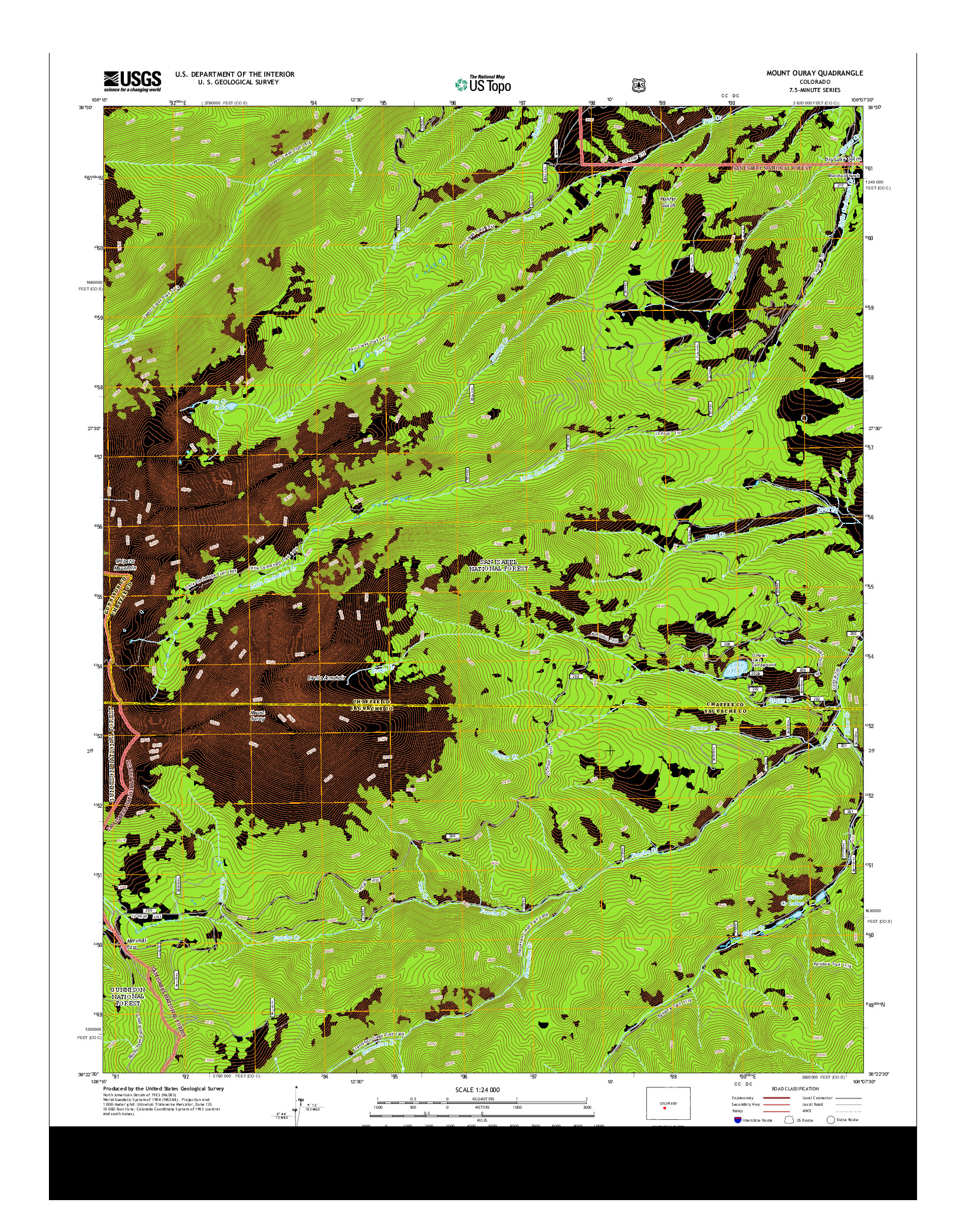 USGS US TOPO 7.5-MINUTE MAP FOR MOUNT OURAY, CO 2013