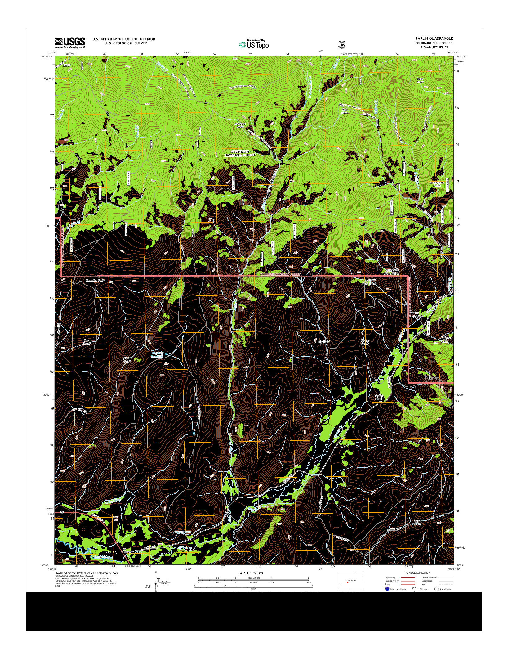 USGS US TOPO 7.5-MINUTE MAP FOR PARLIN, CO 2013