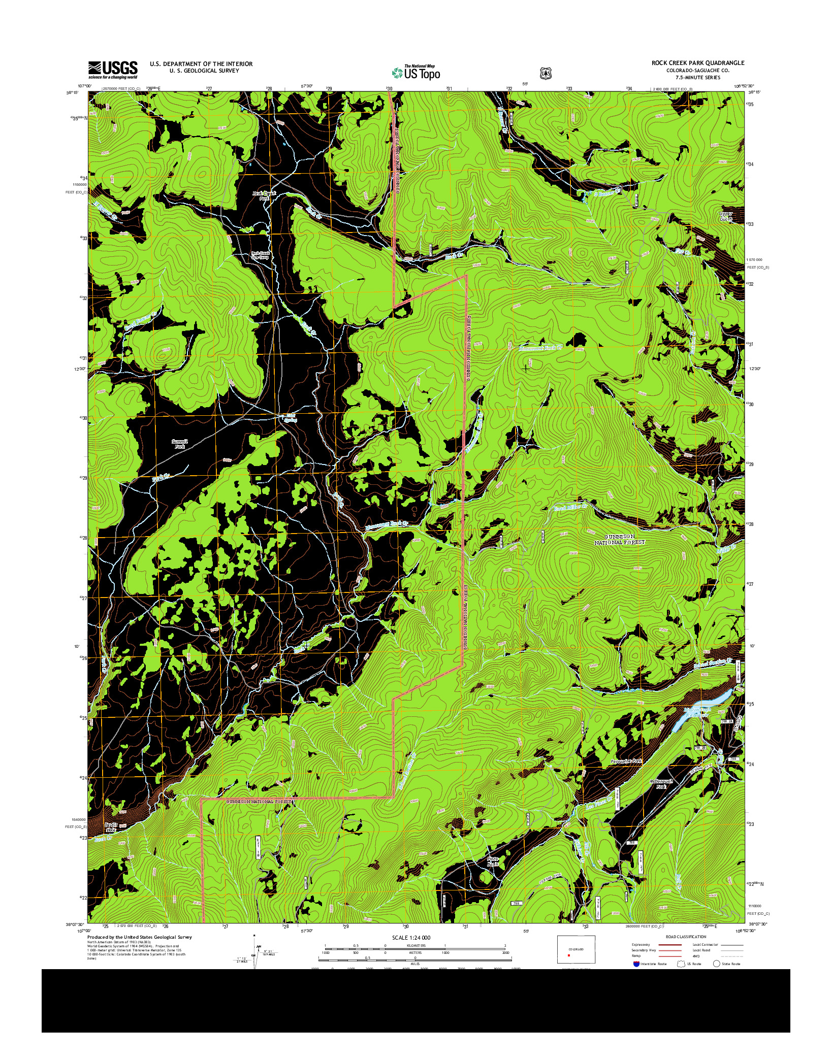 USGS US TOPO 7.5-MINUTE MAP FOR ROCK CREEK PARK, CO 2013