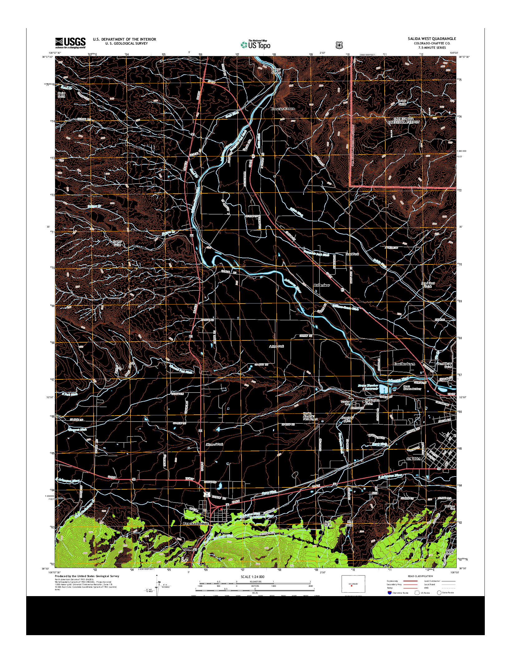 USGS US TOPO 7.5-MINUTE MAP FOR SALIDA WEST, CO 2013