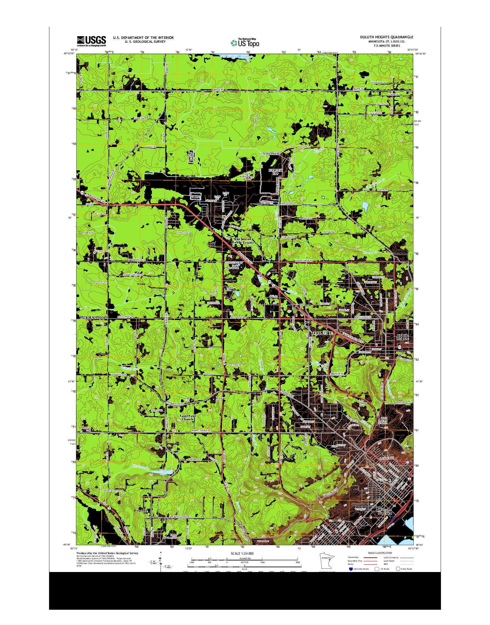 USGS US TOPO 7.5-MINUTE MAP FOR DULUTH HEIGHTS, MN 2013