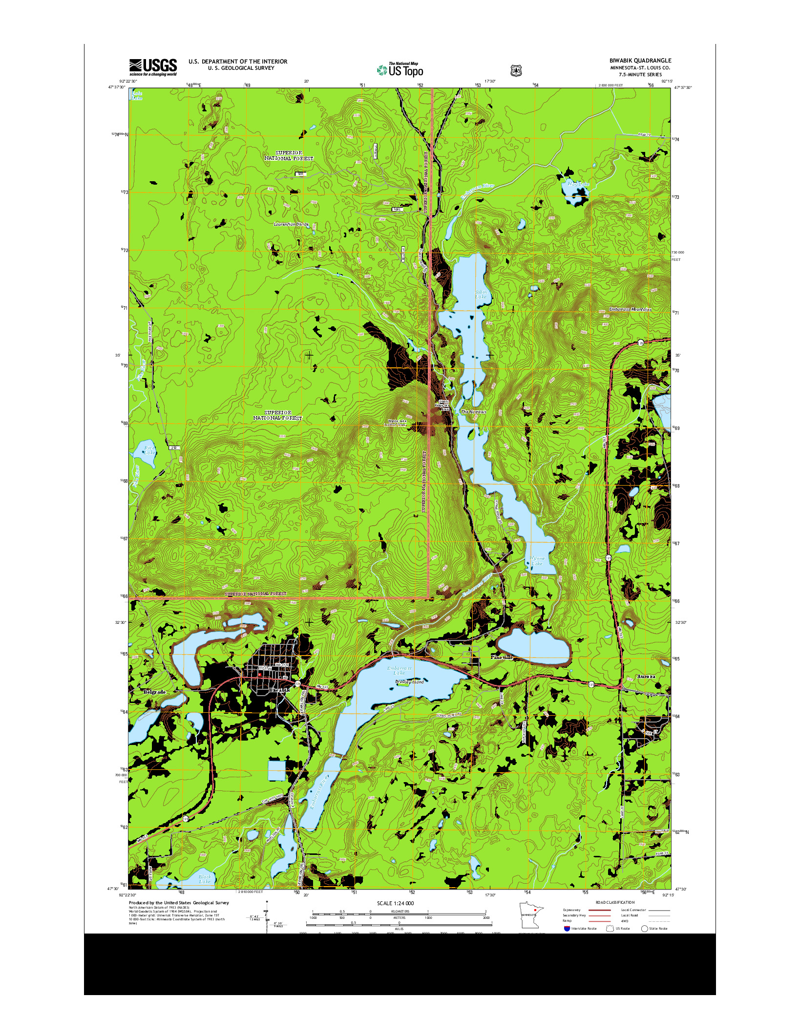 USGS US TOPO 7.5-MINUTE MAP FOR BIWABIK, MN 2013